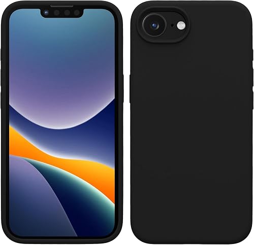 SWEG Premium Liquid Silicone Case Compatible with iPhone 16e Case 2025, Full Body Protective Cover, Shockproof, Anti-Scratch Soft Microfiber Lining (Black)