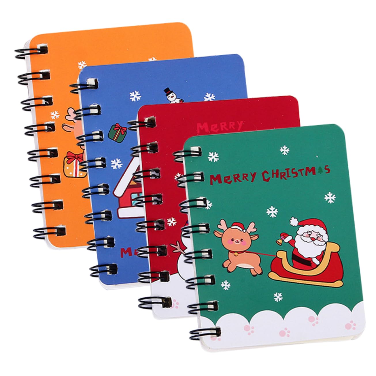 SHINEOFI Notas De Estudio De Navidad Libros De Notas Pequeño Bloc De Notas De Oficina Alumno Christmas Presents Libreta De Espiral Bloc De Notas Espiral Navidad Metal 4 Piezas X 4