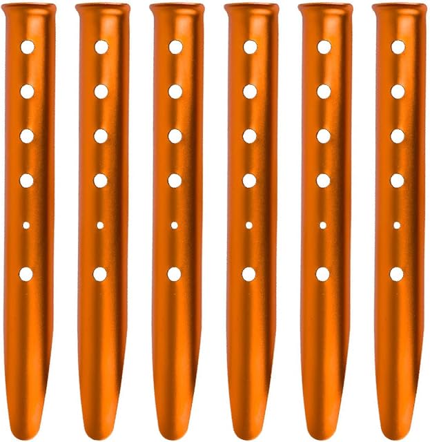 TRIWONDER Tent Pegs Metal Heavy Duty Sand Pegs Snow Tent Stakes U-Shaped Camping Pegs Aluminum Ground Pegs Tent Nails for Camping Picnic Beach (Orange - U-shaped - 31cm)