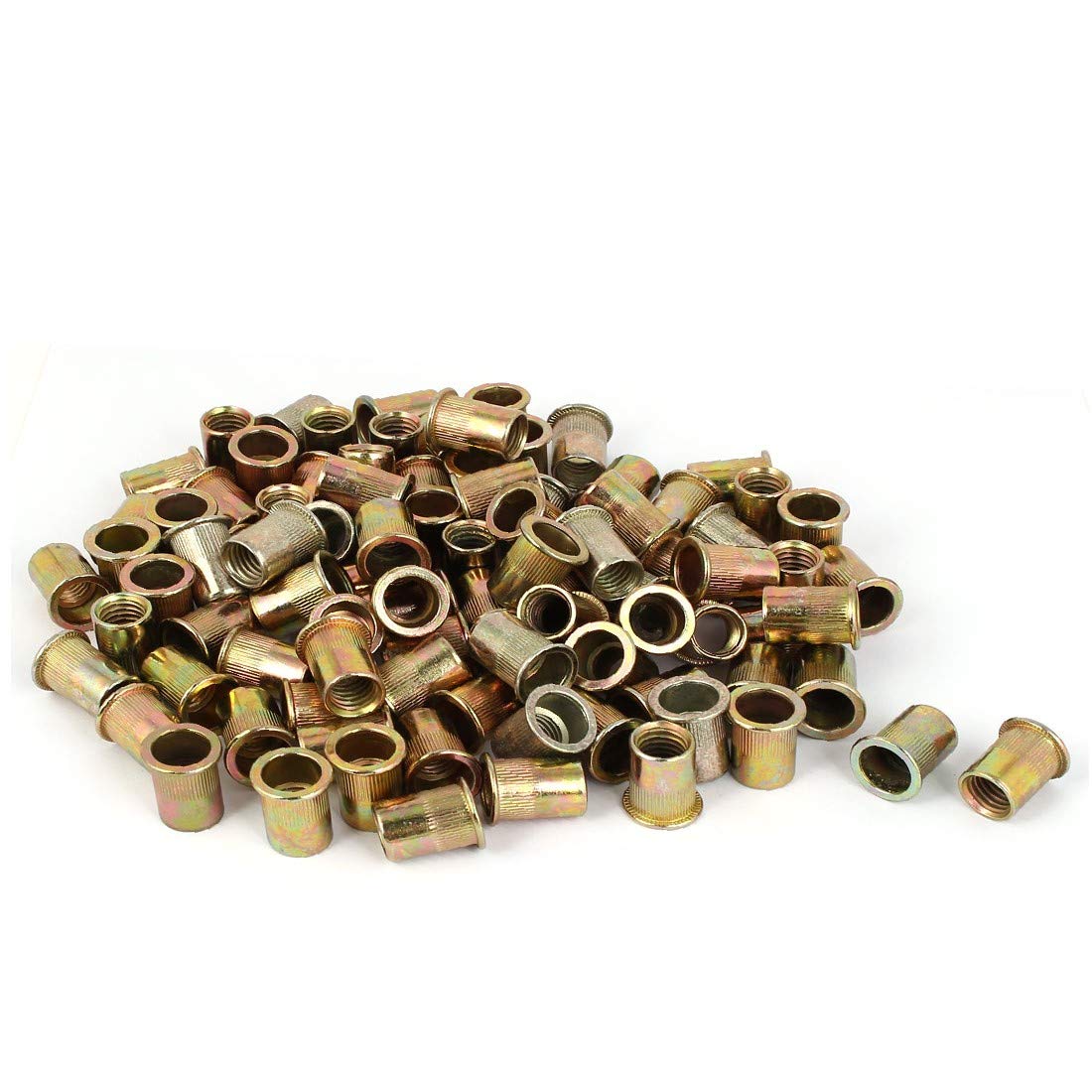 New Lon0167 Straight Knurled Featured Reduced Head Rivet reliable efficacy Nut Insert Bronze Tone M12x24mm 100pcs(id:b66 67 3a bbc)