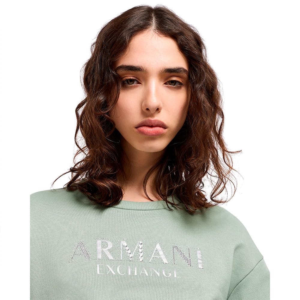 Armani Exchange Arte Sella, Sustainable, Shiny Logo Lettering Maglia di Tuta Donna (Pacco da 1)