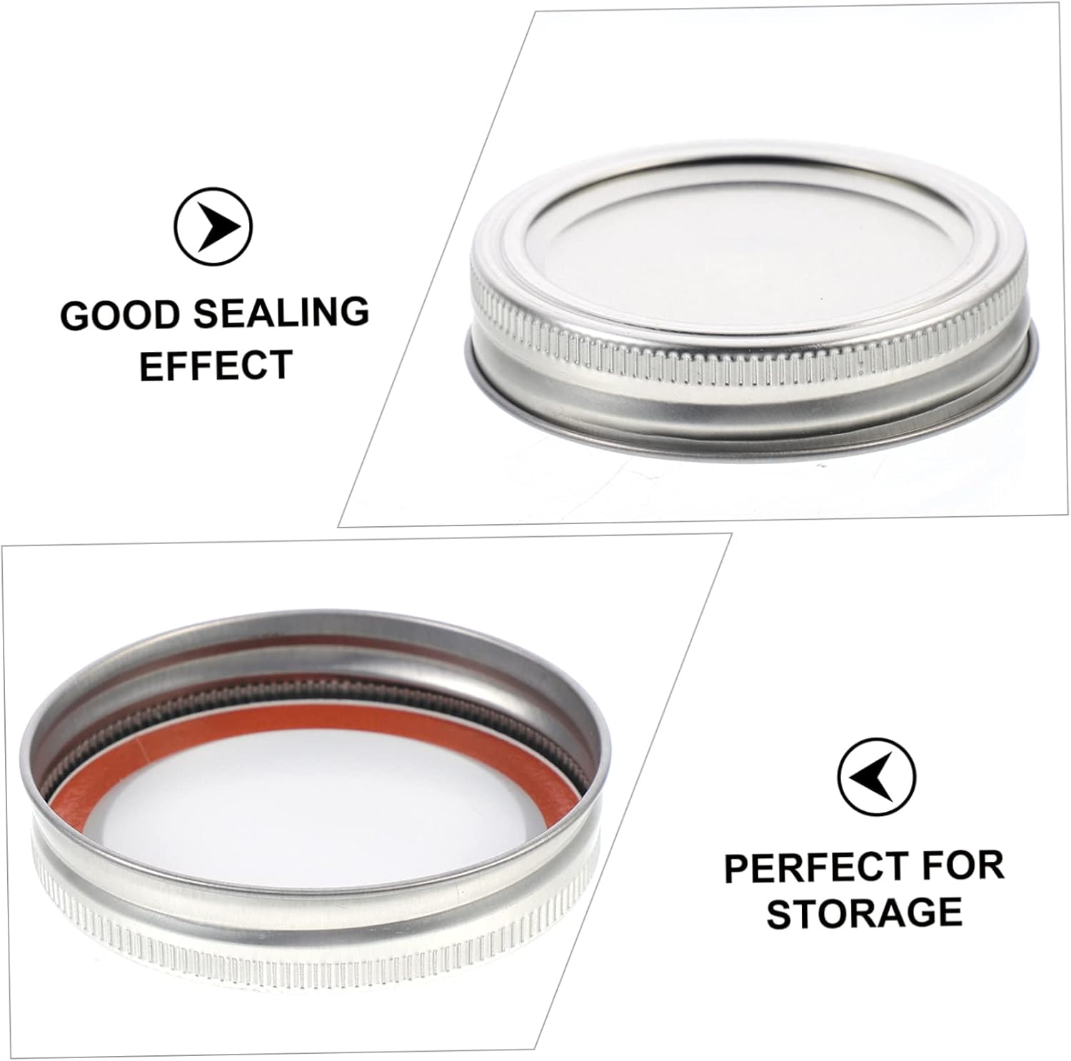 50sets Round Tinplate Jar Lids with Split Design Mouth Canning Covers for Airtight Sealing Food Storage and Preserving Freshness