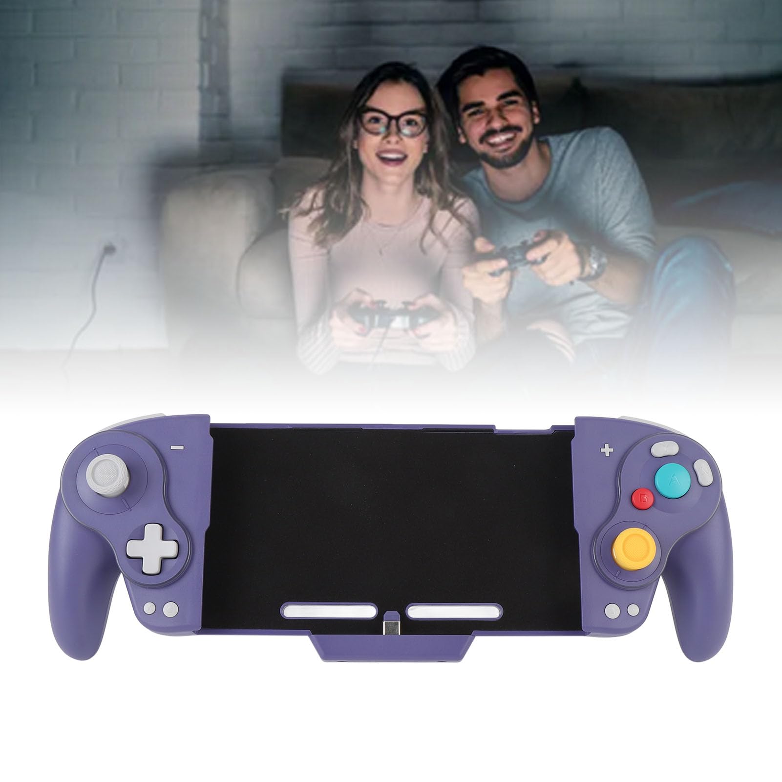 Controlador Joypad Inalámbrico con Teclas Mecánicas RGB con Ajustable para Interruptor y Interruptor OLED, Joypad Ligero de una Pieza para Jugadores (PURPLE)