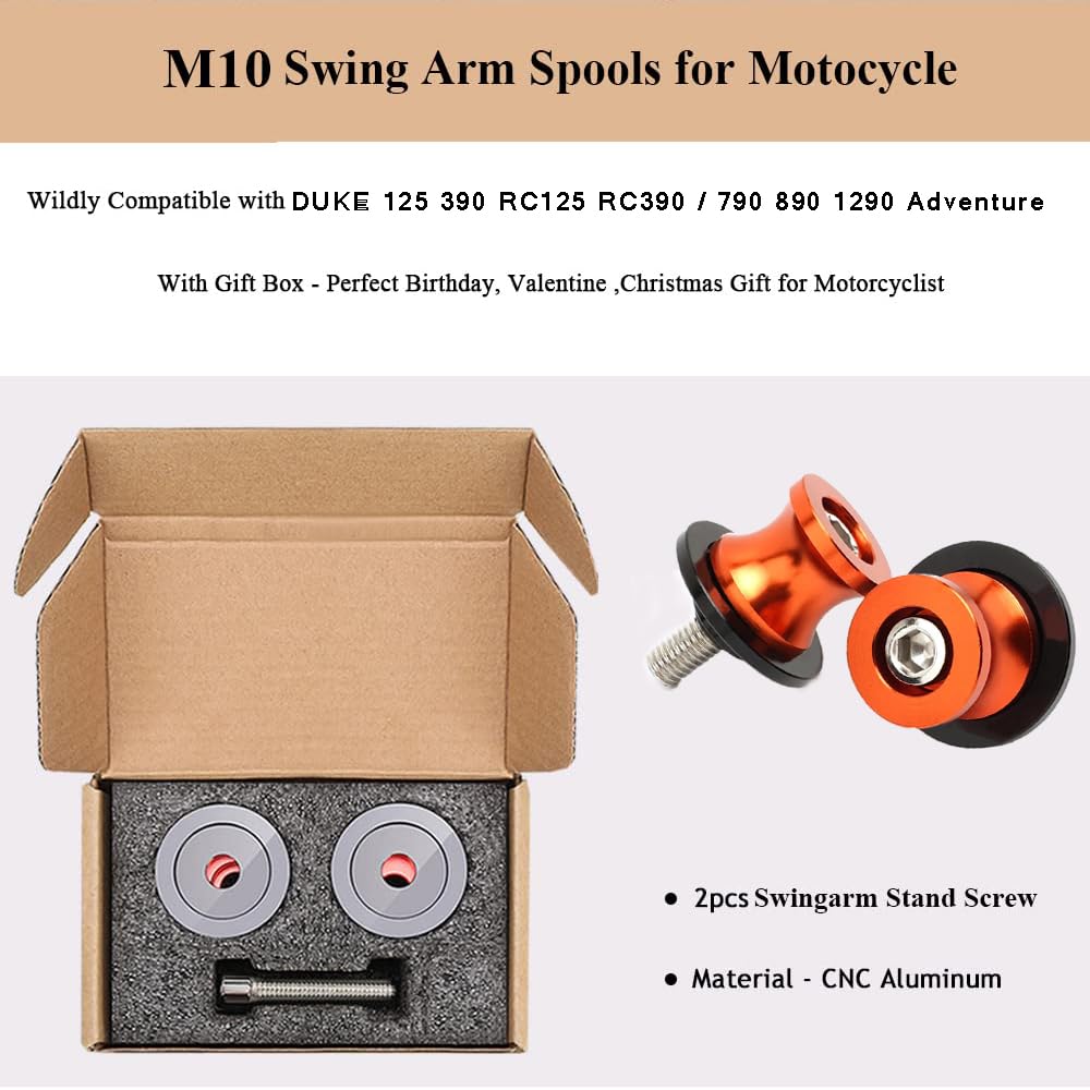 2pcs Moto Diabolos M10*1.25 10mm Bobine Universel pour Duke 125 390 RC125 RC390 Z750 Z1000 Ninja 250 400 ER-6N ZX10R ZX6R FZR 1000 400 600R-Orange