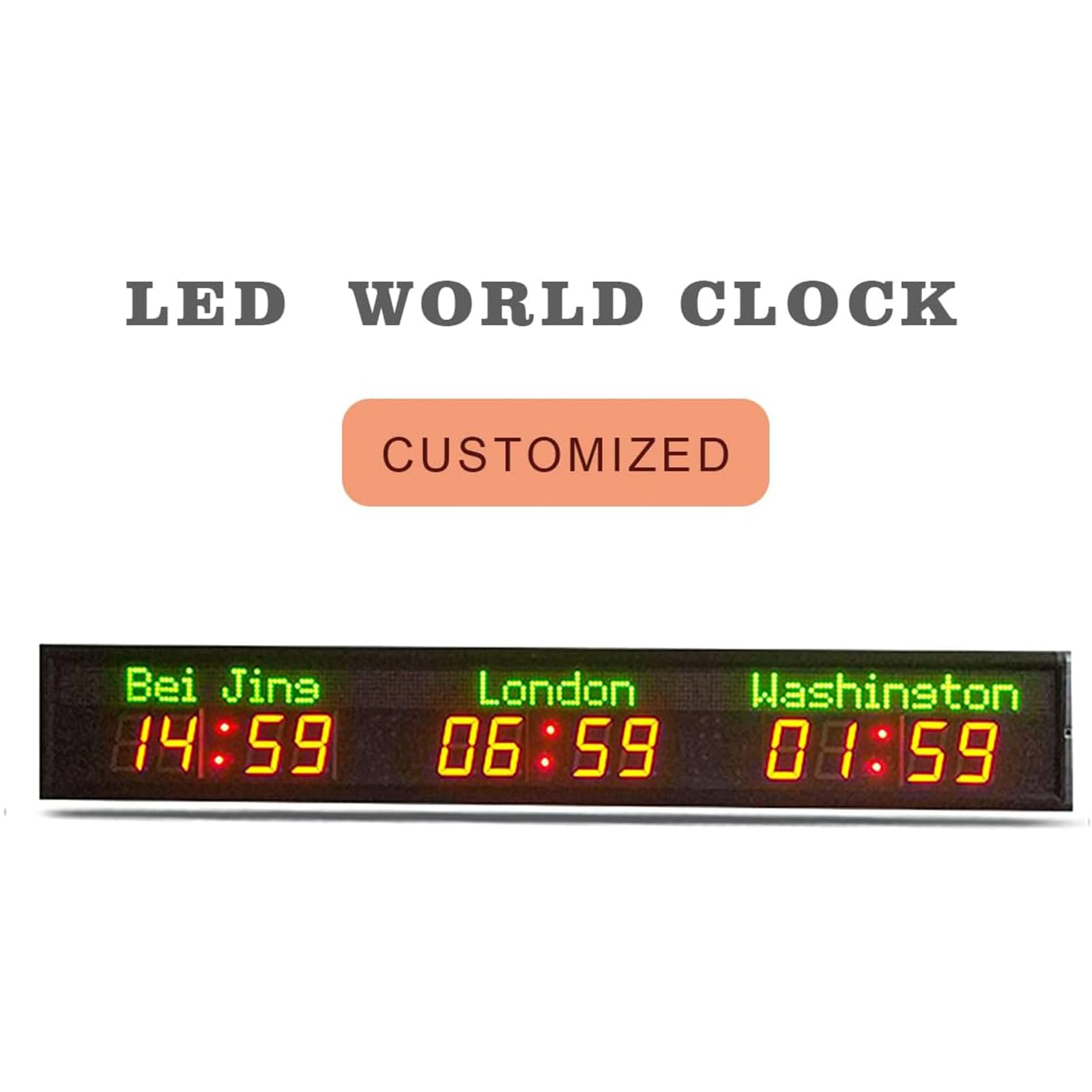 LEDデジタル式世界時計 ワールドクロック 壁掛け 22ヵ国表示 LEDデジタル式世界時計 ワールドクロック 壁掛け 22ヵ国表示 LED