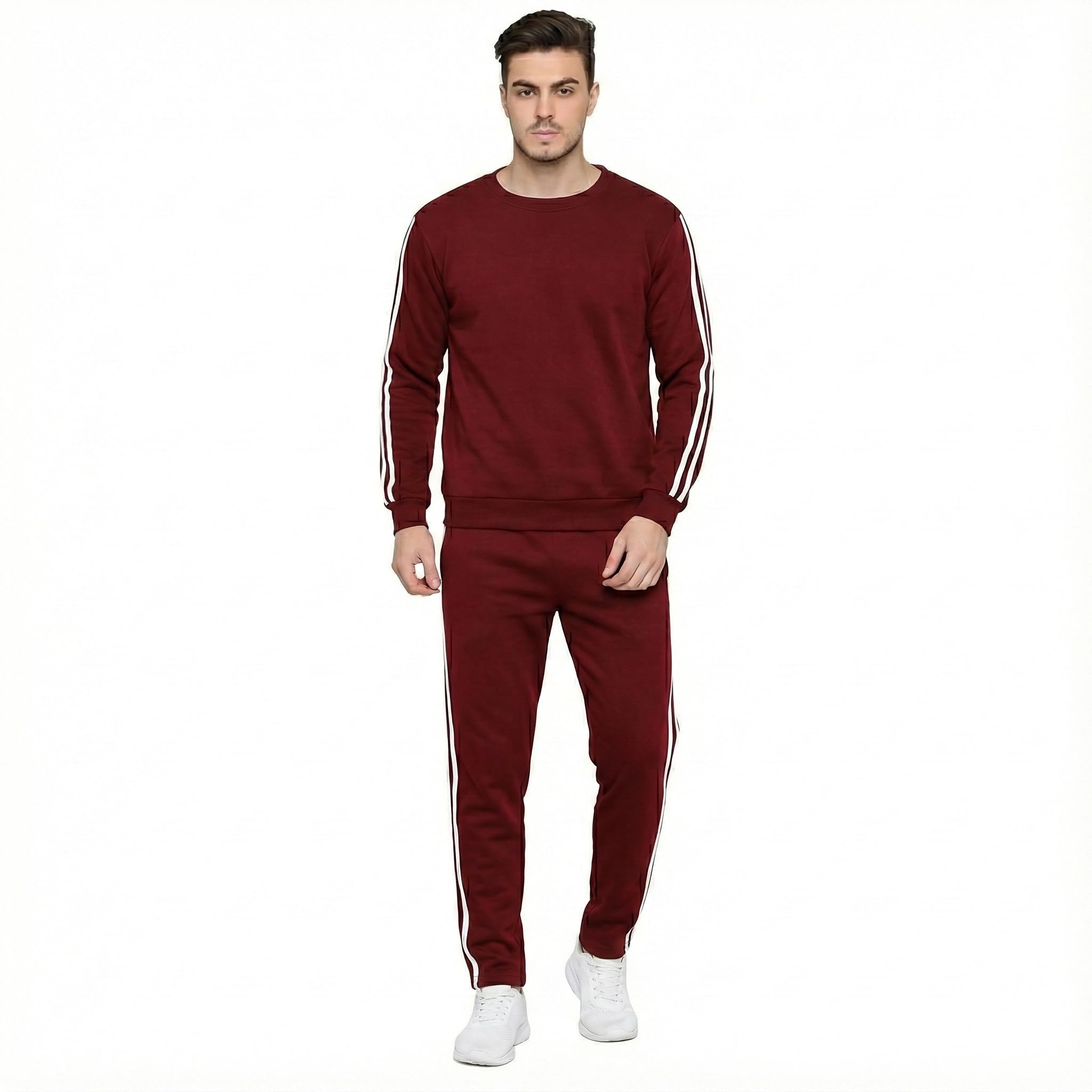 Trendy Clothing Set with Sweat & Pants Co-ords for Men || Cotton Blend Hoodie and Jogger Trackpant Clothing Set (IN, Alpha, XL, Regular, Maroon)-image-34