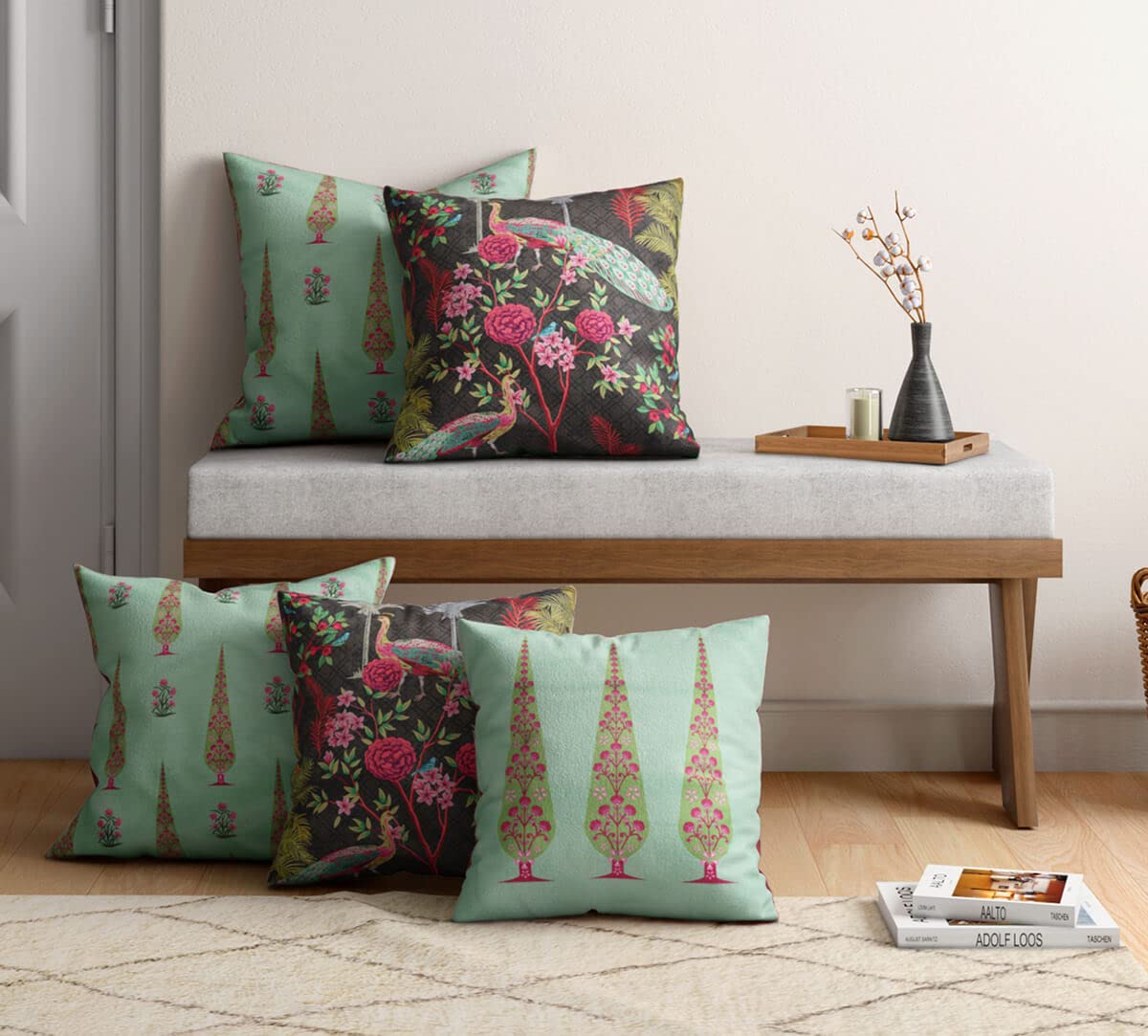 See full amazon price history chart for India Circus by Krsnaa Mehta Peacock & Conifer Multicolor Printed Decorative Blended Velvet Cushion Pillow Cover For Couch, Sofa, Bed Set Of 5 (16 X 16 Inches), 120 TC India Circus by Krsnaa Mehta Peacock & Conifer Multicolor Printed Decorative Blended Velvet Cushion Pillow Cover For Couch, Sofa, Bed Set Of 5 (16 X 16 Inches), 120 TC (B0CBJTC9T6) Amazon Price History, Amazon Price Tracker