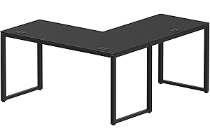 SHW Artwork L-Shaped Desk with 24" Depth in Bold Black