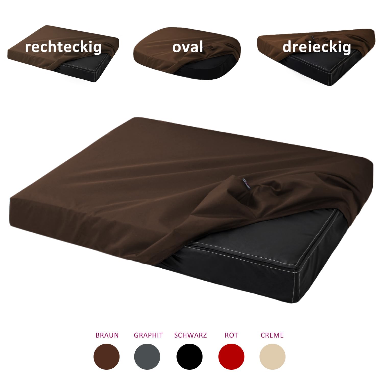 tierlando® Quick-Cover Oscar Basic Matratzenschoner für Hundebett und Hundematratze aus Polyester – rechteckiger, waschbarer Spannbettlakenbezug Größe: 100x80cm | Farbe: 01 Braun