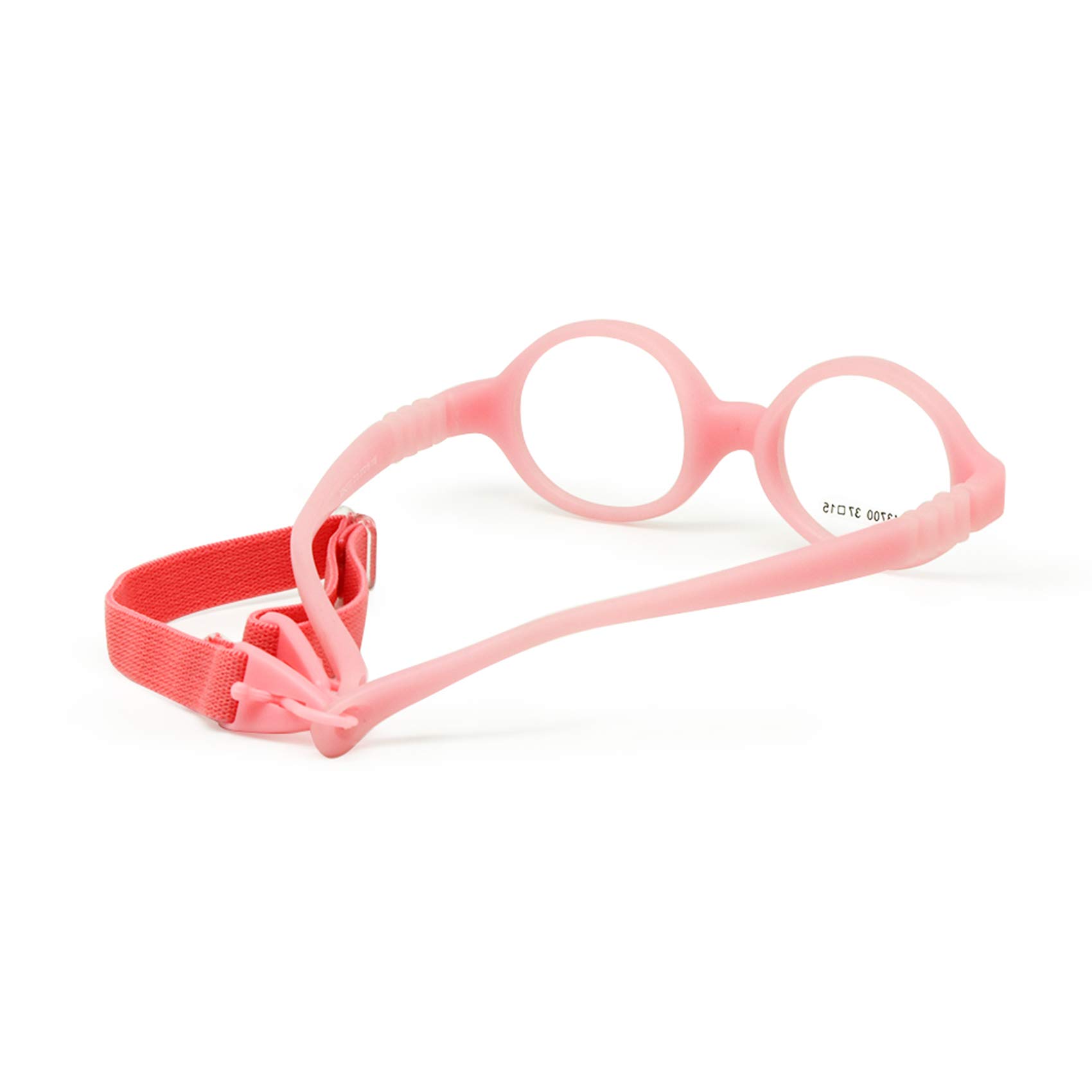 EnzoDate Baby Glasses Size 37 No Screw Safe Bendable with Strap, Flexible Optical Children Round Frame with Regular Lenses, Kids Eyeglasses & Cord (pink) for Ages 0-1Y - Image 3 thumbnail