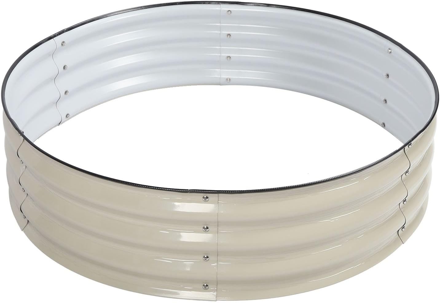 Sturdy Raised Garden Bed Kit, 304 Stainless Steel Planter for Vegetables and Flowers, Easy Installation, Open Base Design, Safe for Food Growth, Ideal for Outdoor Use (Ivory White)