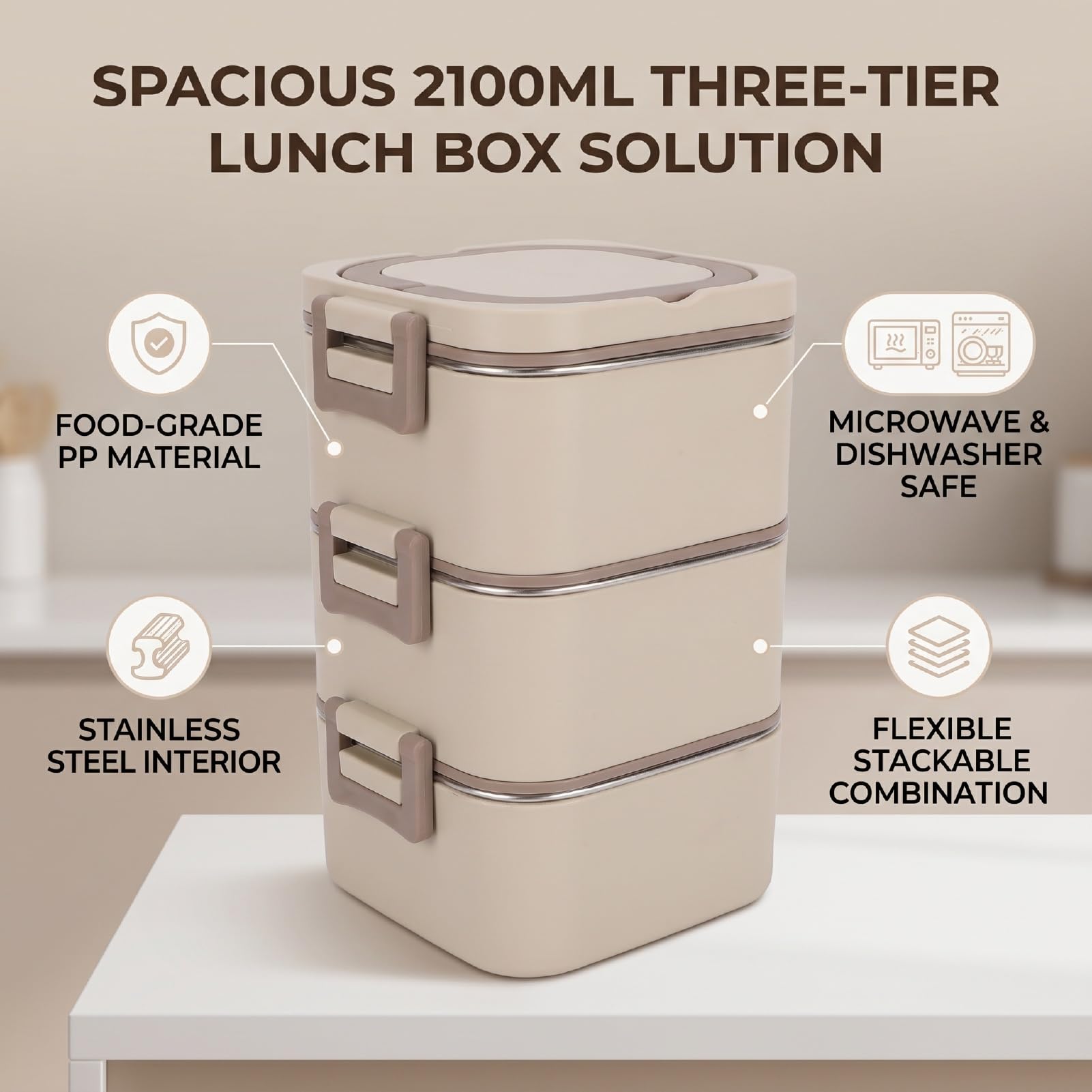 Fockety Contenitore per il Pranzo Portatile da 2100 Ml con Borsa Termica