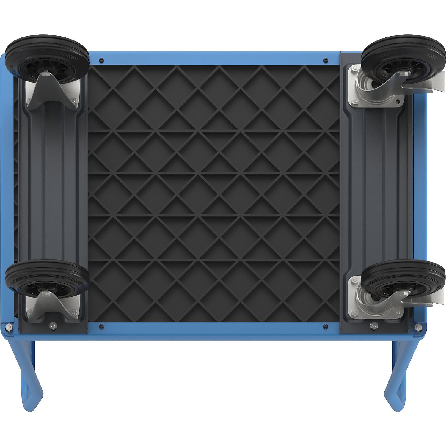 eurokraft pro | Plattformwagen | Mit 3 hohen Lochblechwänden, LxB 1050 x 700 mm, Vollgummi