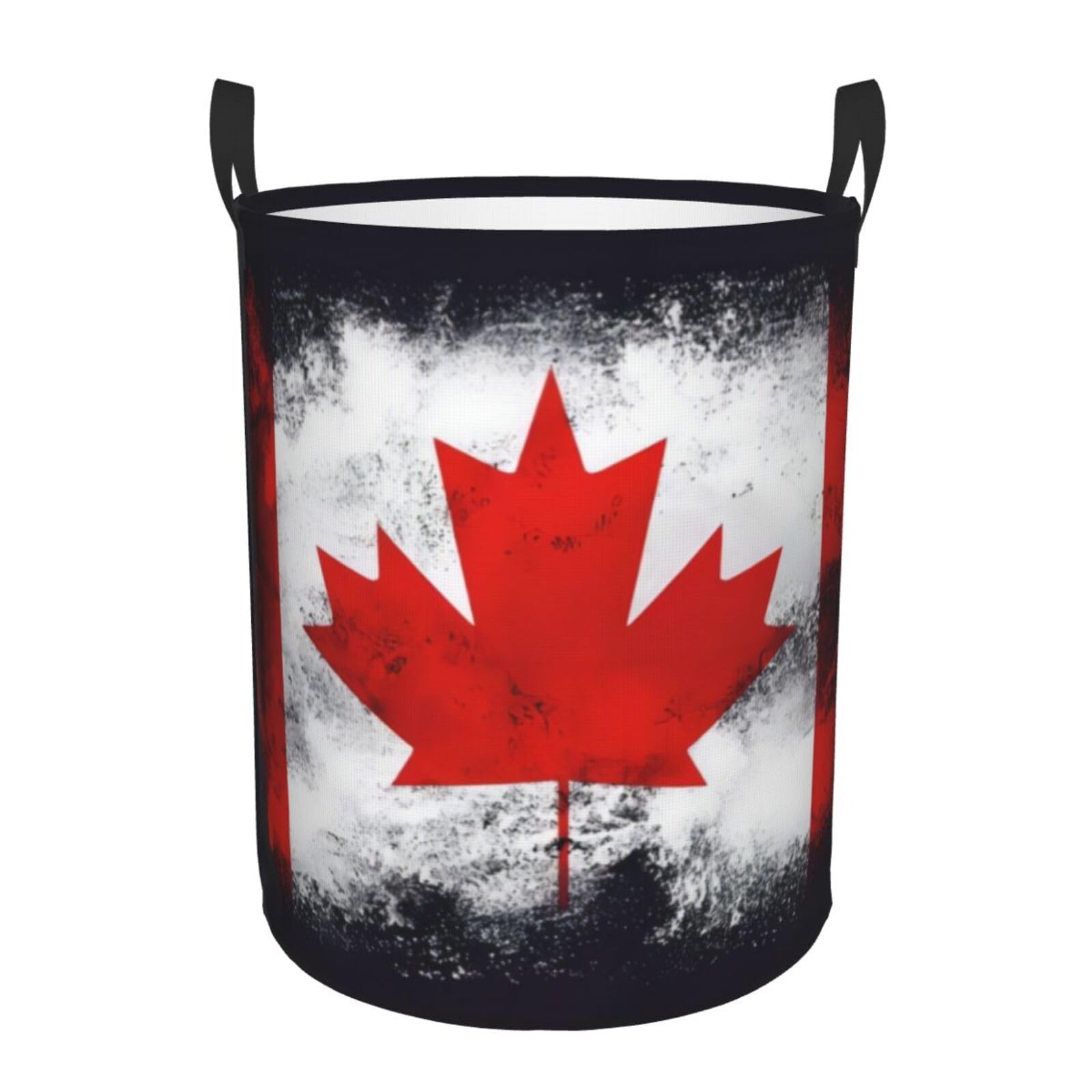 M Circular Hamper – Collapsible Canadian flag Print Laundry Basket