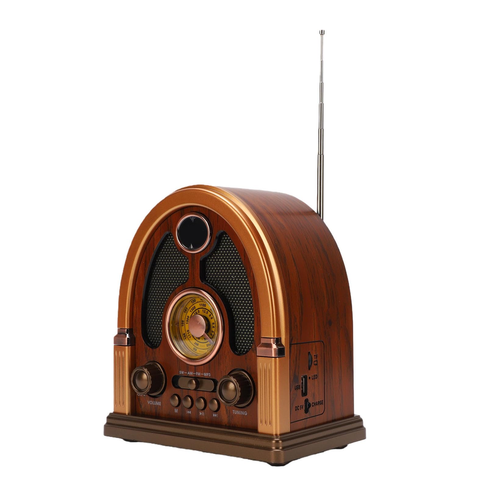 Luocute Radio Portátil Vintage, Receptor Am FM SW con Bluetooth y Estéreo, para Hogar y Viajes (Oscuro)