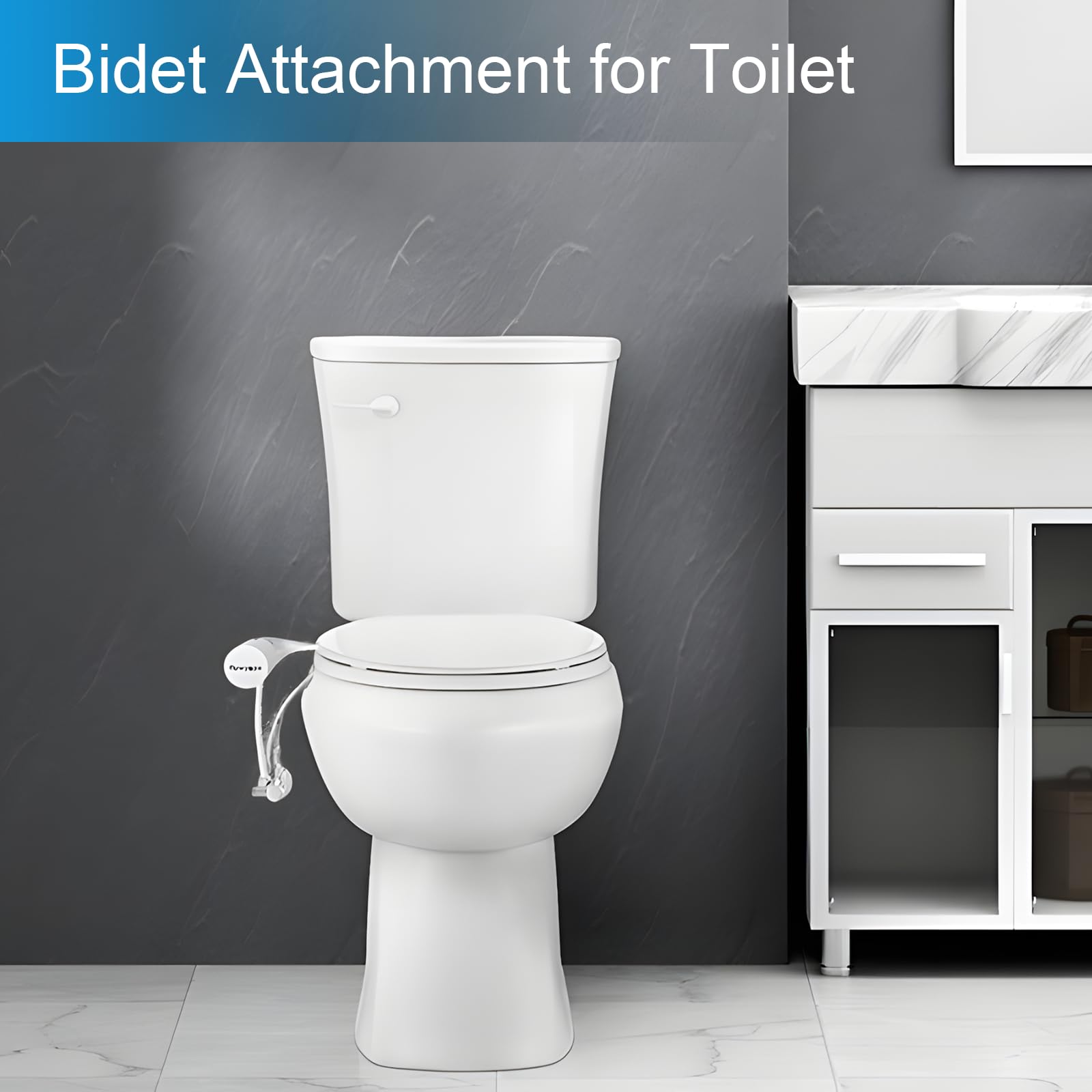 Ultra-Slim Bidet Attachment for Toilet Easy to install - Dual Nozzle Frontal Rear Wash with Adjustable Cold Water — view 2