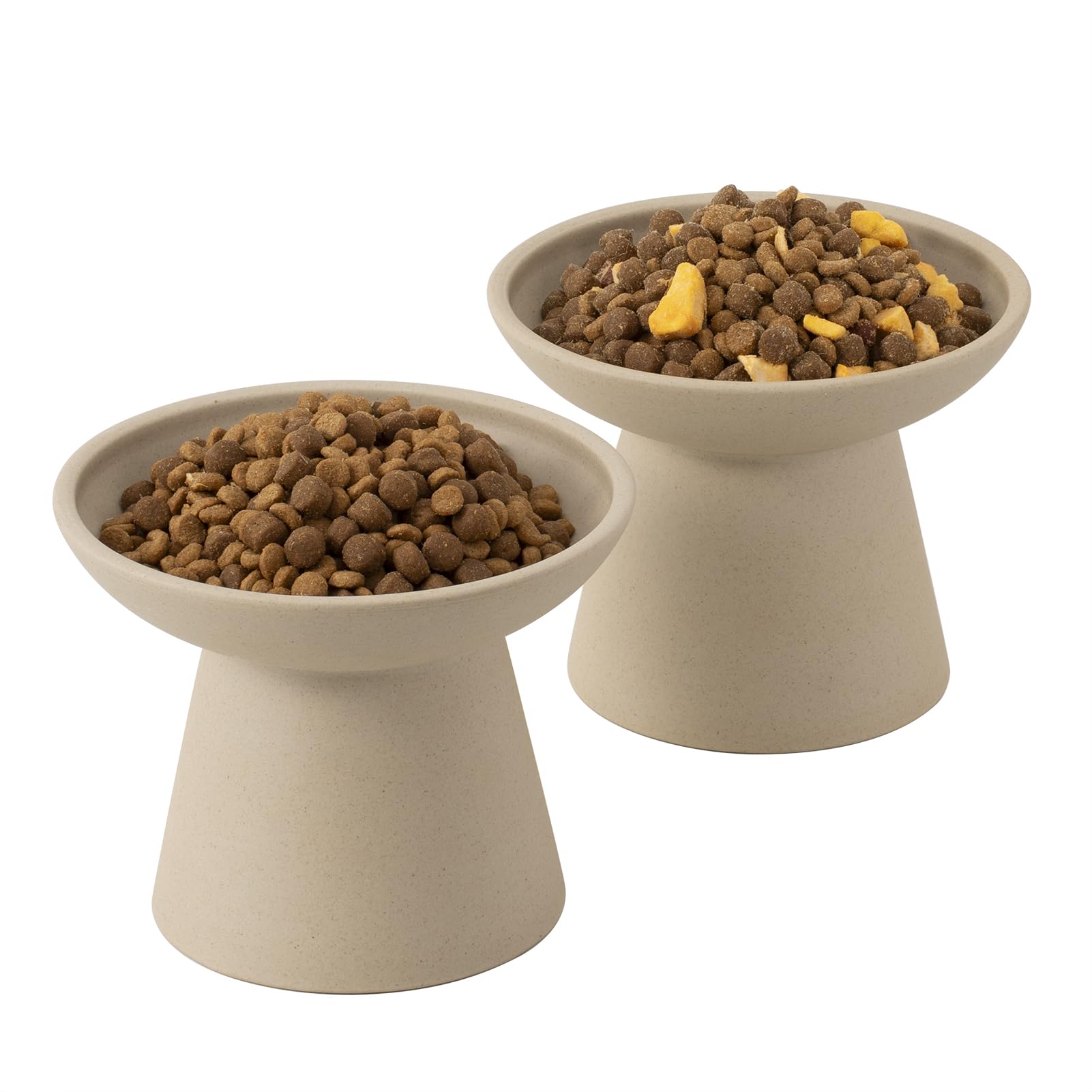 CEEFU Cuenco elevado de cerámica extra ancho para gatos, plato poco profundo de 6.2 pulgadas para aliviar la fatiga del bigote, 5 pulgadas de altura para una fácil alimentación, cuencos elevados
