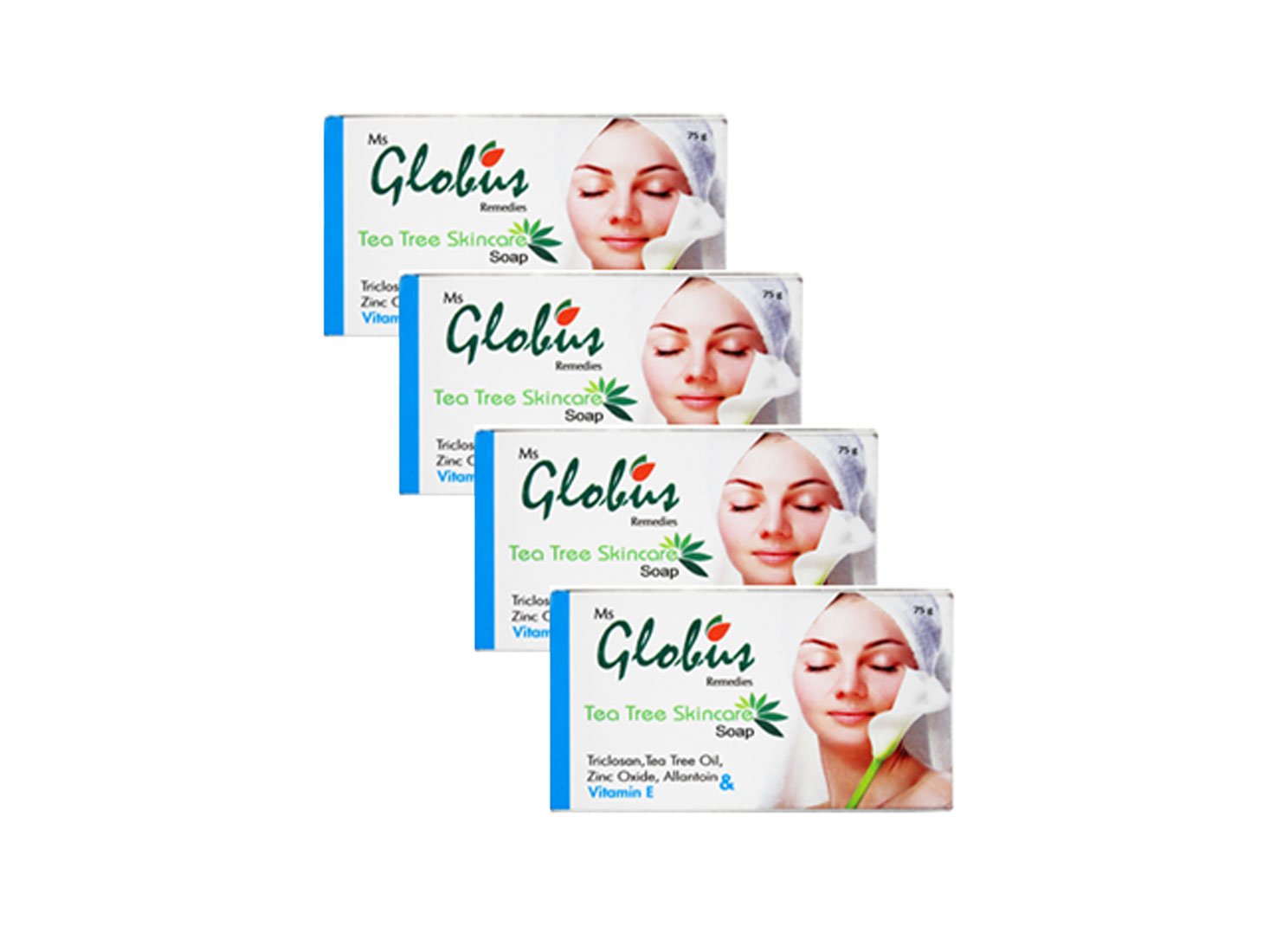 Globus Remedies Tea Tree Skincare Soap, 75 g (Pack of 4)