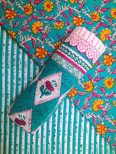 Image of VEENA HANDICRAFT Pure Cotton Jaipuri Sanganeri Print Salwar Suit With Dupatta set