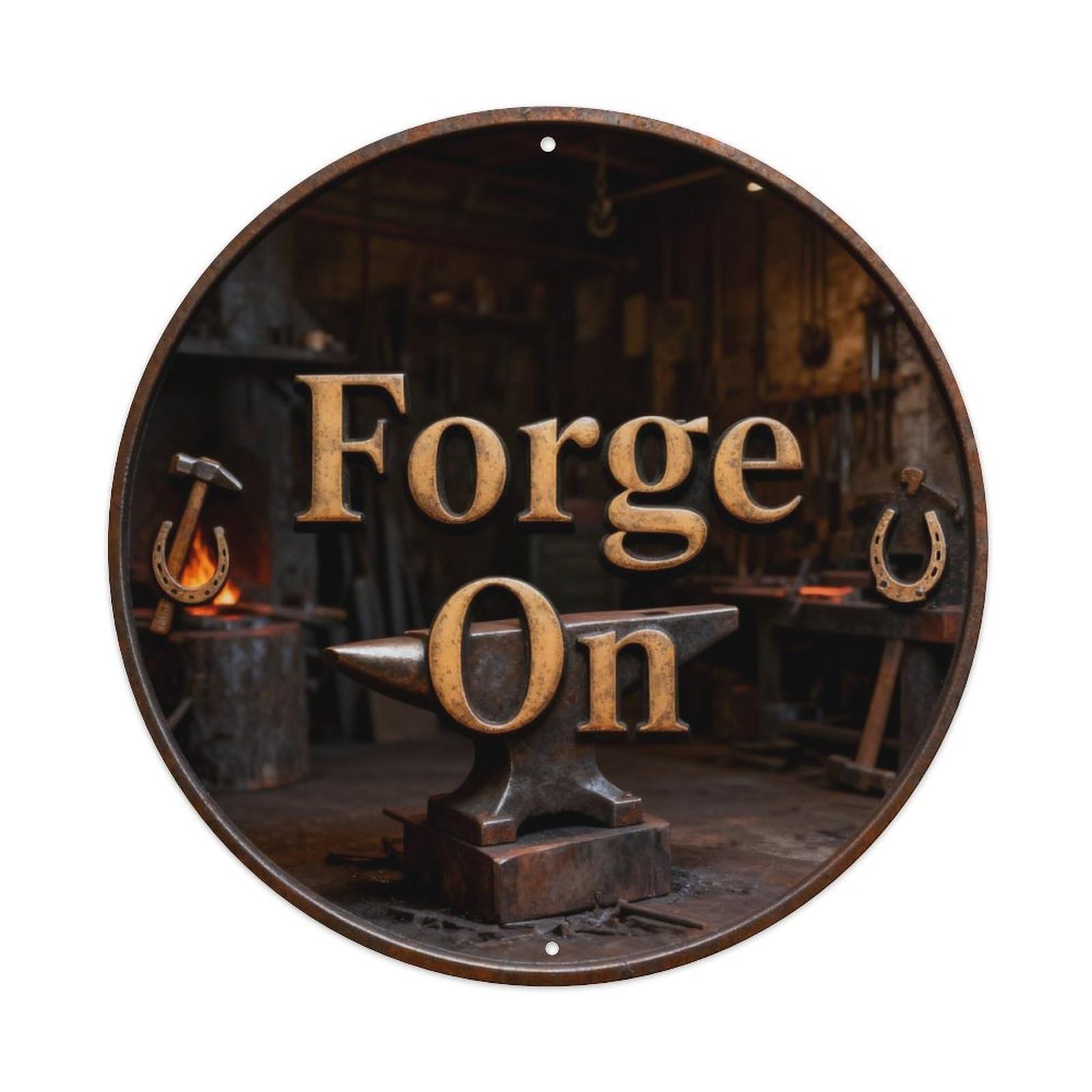Forge On Metal Tin Sign Plaque