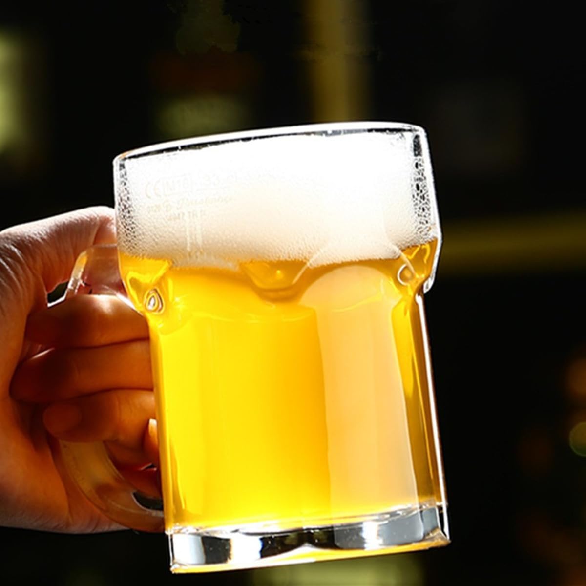 Paquete de 4 vasos de cerveza con asa, 500 ml, juego de vasos de cerveza clásicos