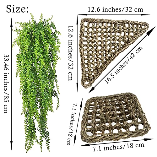Image of Reptile Hammock,Large Lizard Lounger,Bearded Dragon Tank Accessories Natural Seagrass Hammocks Hanging Flexible Climbing Vines Decoration for Gecko Snakes Chameleon(4 PCS)