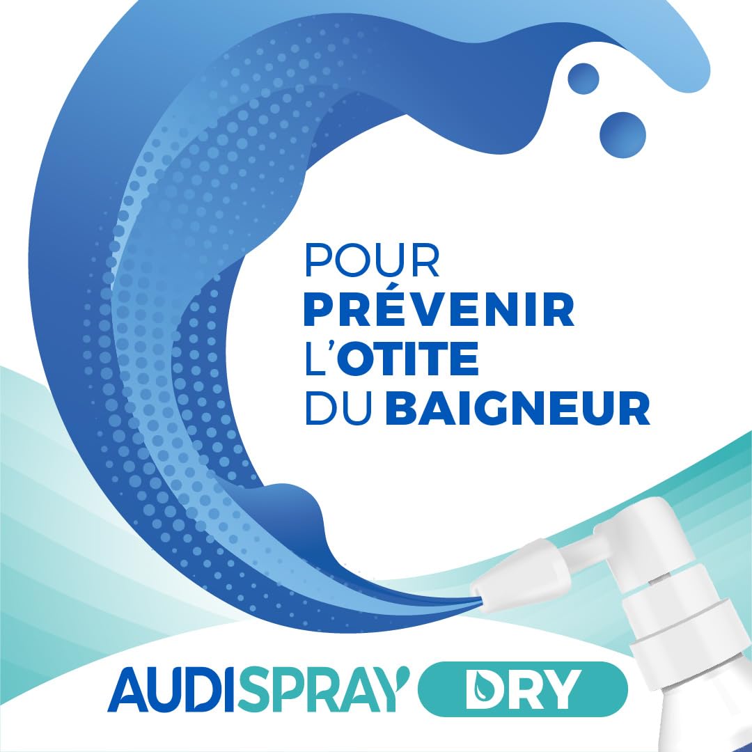 AUDISPRAY DRY - Spray auriculaire - Humidité - Soulage la gêne et la sensation d'oreille bouchée ou de la déficience auditive à la suite d'un contact avec l'eau - Spray - 30 mL - A partir de 9 ans