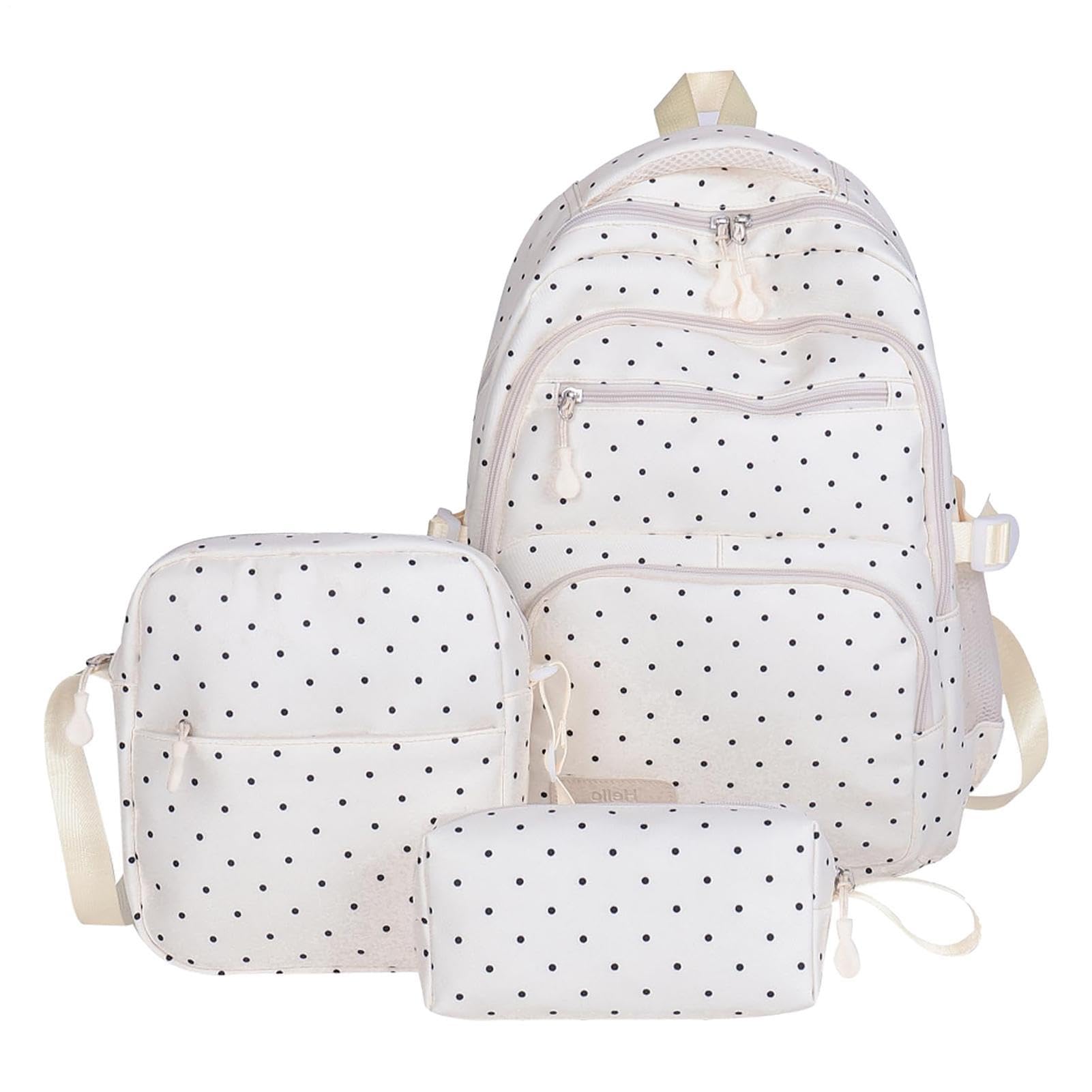 Kawaii Rucksack-Set, 3-teilig, niedlich, 44 x 28 x 15 cm, gepunktet