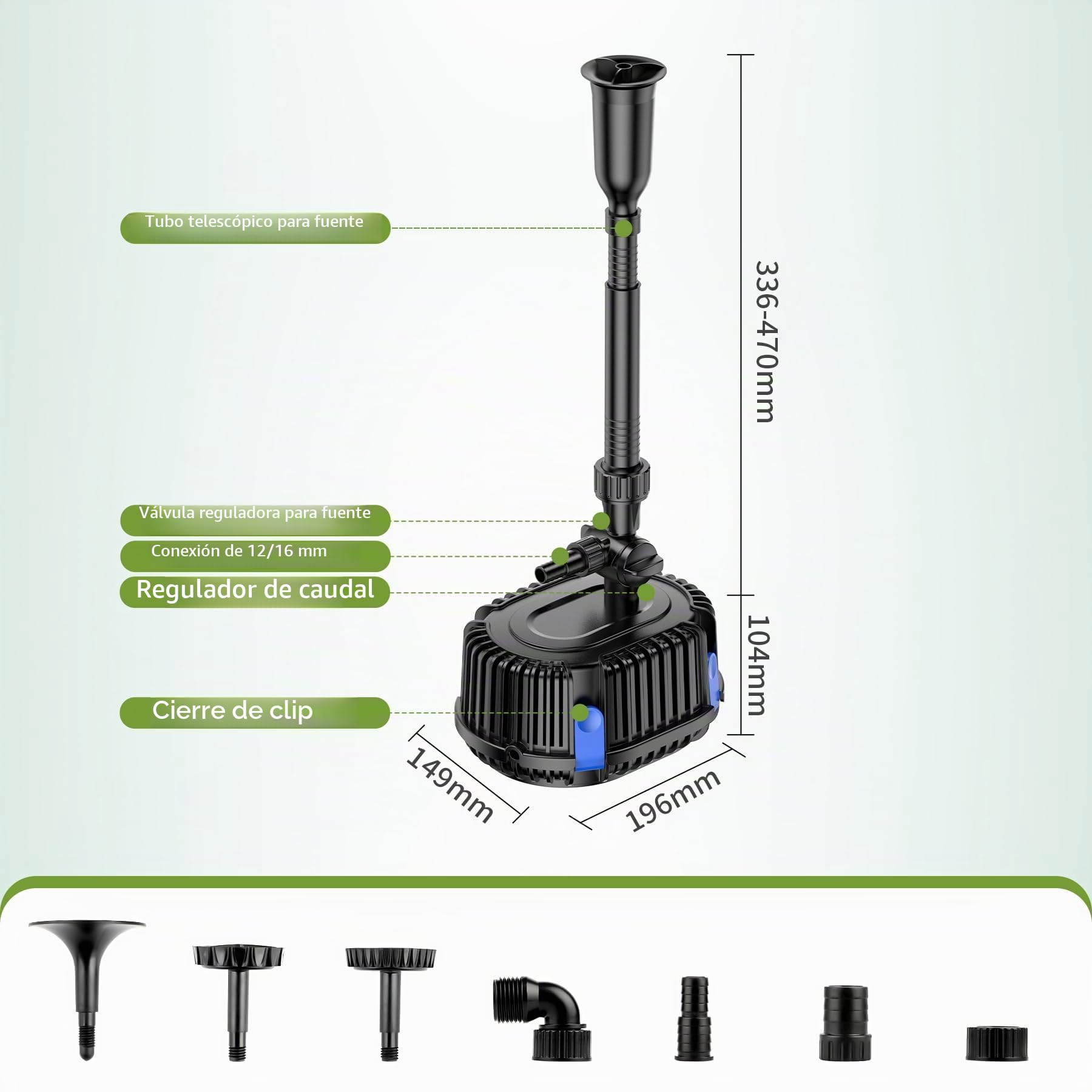 Forever Speed Bomba de Agua 1500L/H para Fuentes Exteriores, estanques y Jardines Bomba Sumergible silenciosa Ideal para cascadas, Juegos acuáticos y circulación de Agua 25W