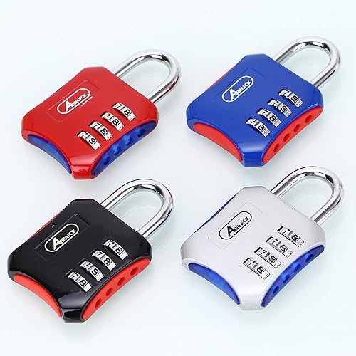 Miniatura 5 de ABRAFOX Candados resistentes de 4 dígitos de combinación de códigos reconfigurables, cerraduras de equipaje para gimnasio, interior, escuela o