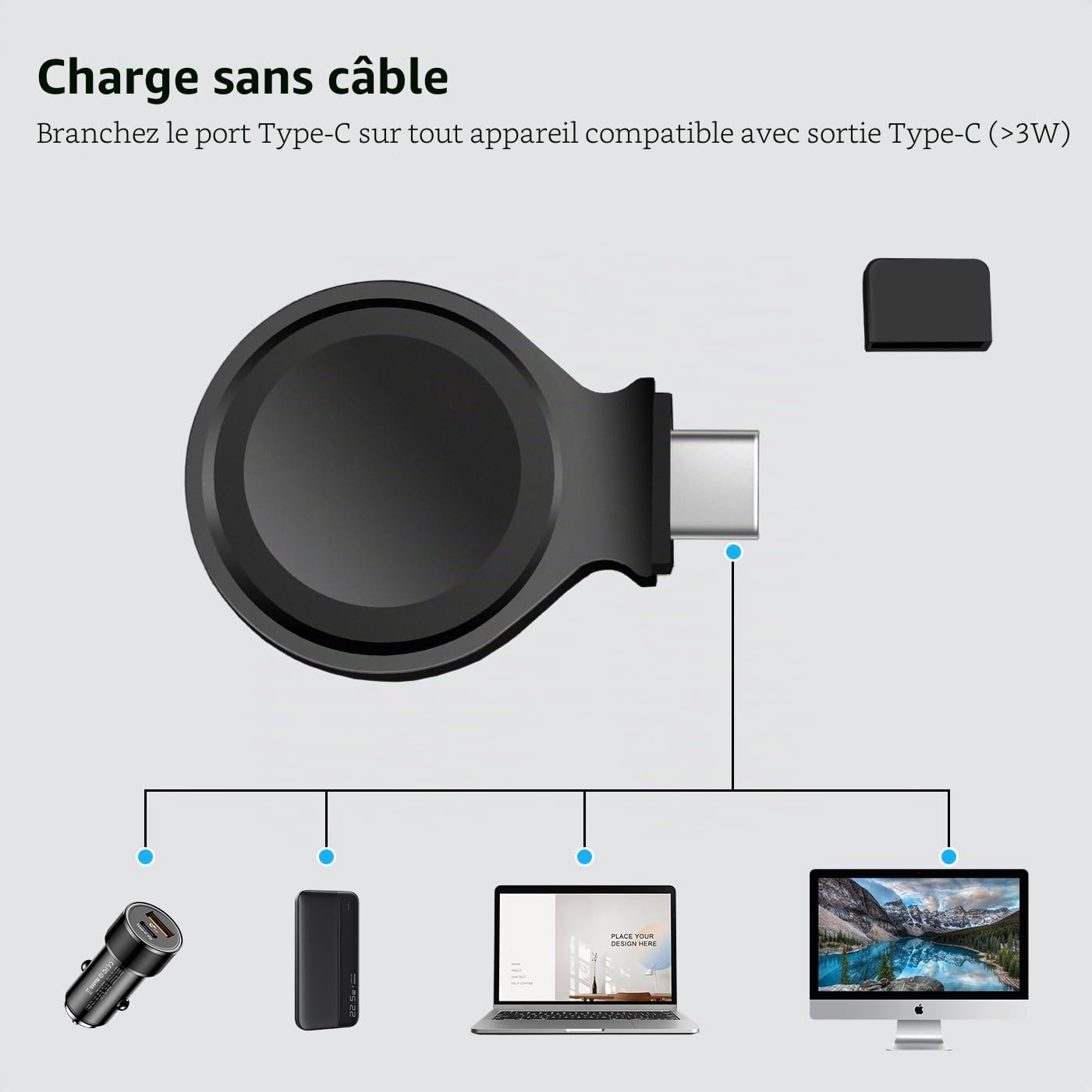 KINGFOM 3 en 1 Station de Charge inductive, Chargeur sans Fil avec Adaptateur 30 W, Station de Charge sans Fil Compatible avec iPhone 15/14/13/12/11, iWatch 9/8/7/6/5/4/SE, AirPods Pro/2/3