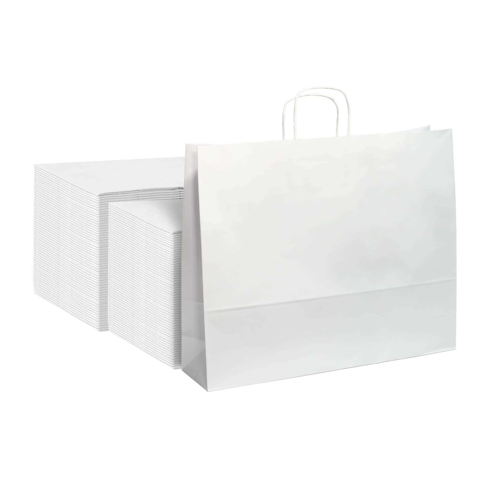 Pack 200 Bolsas de Papel Blancas con Asa – Diferentes Tamaños Según tus Necesidades – Bolsas para Eventos, Regalos o Tiendas - 100% Reciclables (Modelo Luxemburgo 41x32x12cm)
