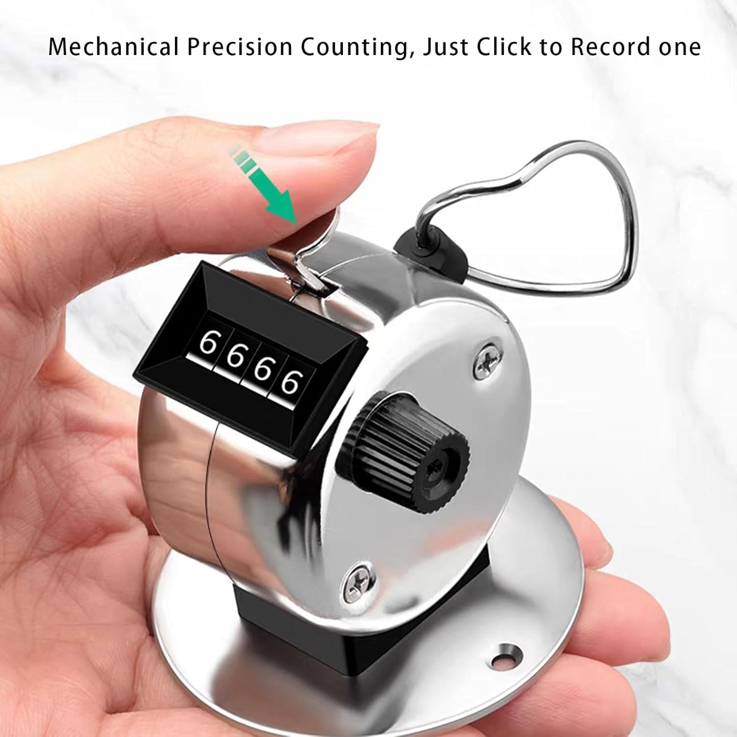 Contador mecánico de metal 4 dígitos, paquete de 2 con soporte para personas, filas, metraje de película, millas de carrera