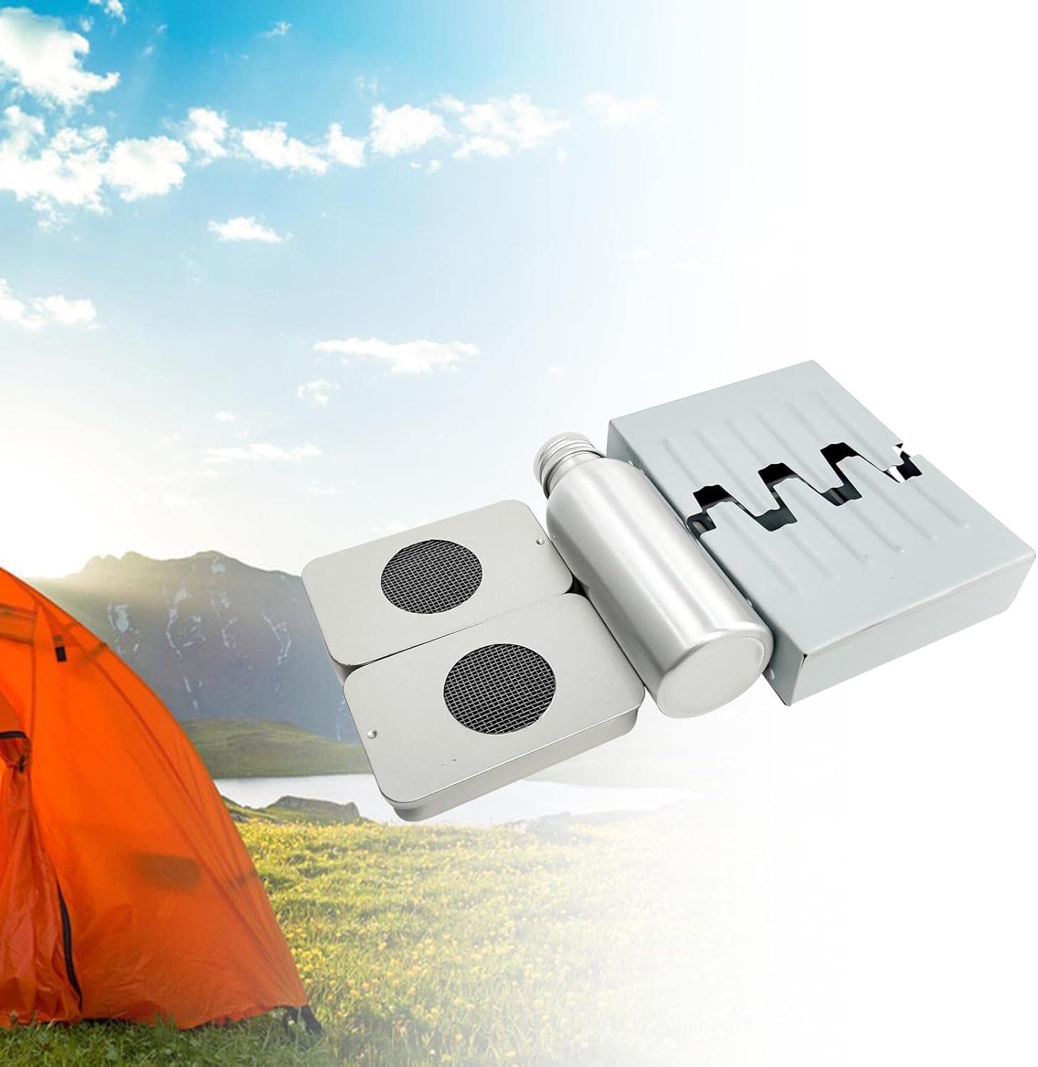 Menolana Mini Alcohol Camping Stoves Set Folding Grill Burning Stoves Alcohol Heater for Pot, Outdoor Cookware for Backpacking Picnic Hiking Camping, A