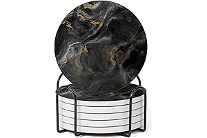 Mystical Black Marble Drink Coasters