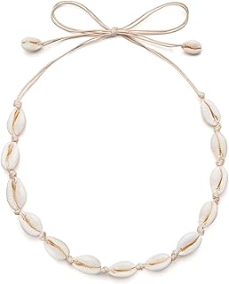 Sponsored Ad - Qceasiy Seashell Necklace Choker for Women Summer Hawaiian Style Natural Shell Necklace