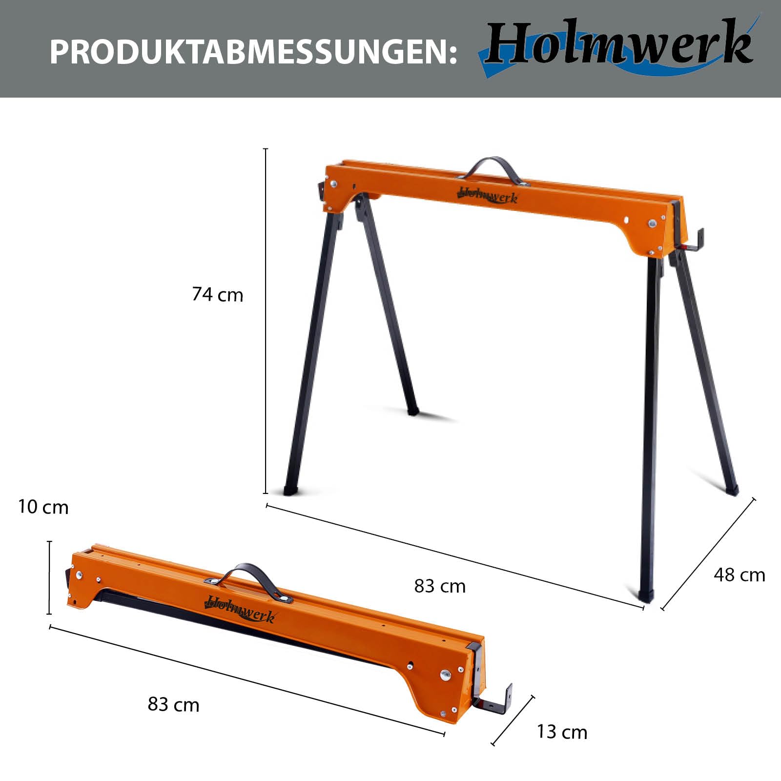 Stahl Sägebock Arbeitsbock klappbar 2er Set Werkbock Traglast 1000kg/ Paar Gerüstbock robuste Sägehilfe Sägepferd Sägebock mit Griff Gerüstbock für Holzbearbeitung