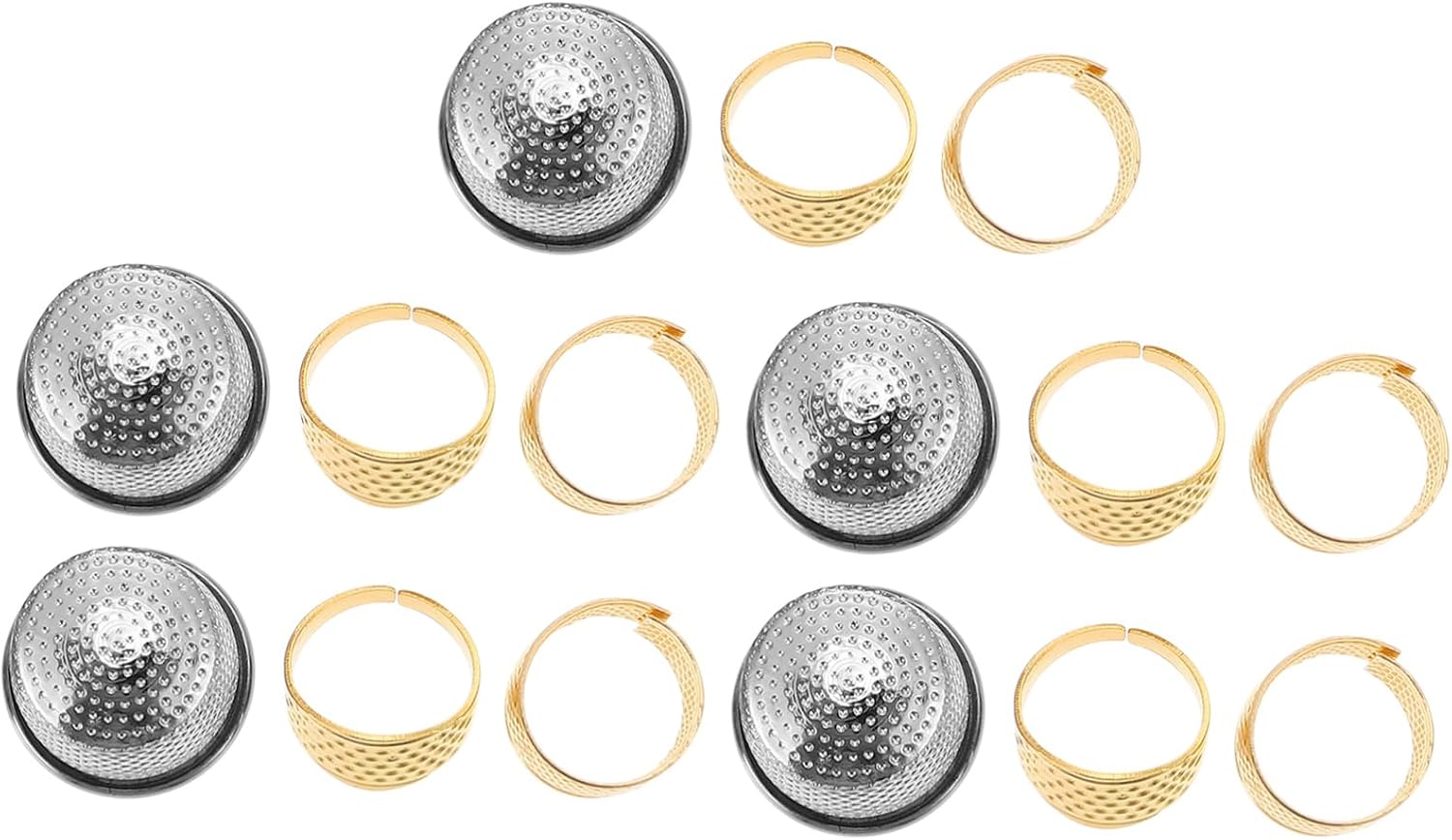 Veemoon 15pcs Adjustable Sewing Thimbles for Hand Sewing and Quilting Thick Finger Covers for Embroidery for DIY Crafting and Projects