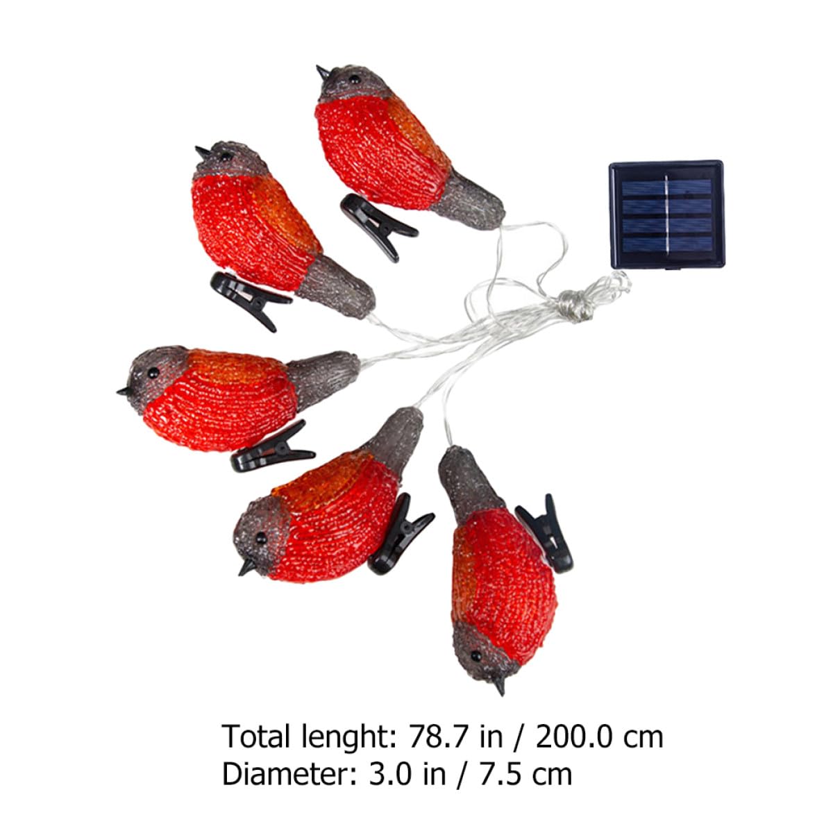 Solar LED Lichterkette Rotkehlchen 1 Satz Acryl Kunststoff Ip65 | Garten und Hof, Rot, Energiesparend, Dekorative Beleuchtung in Robin Form