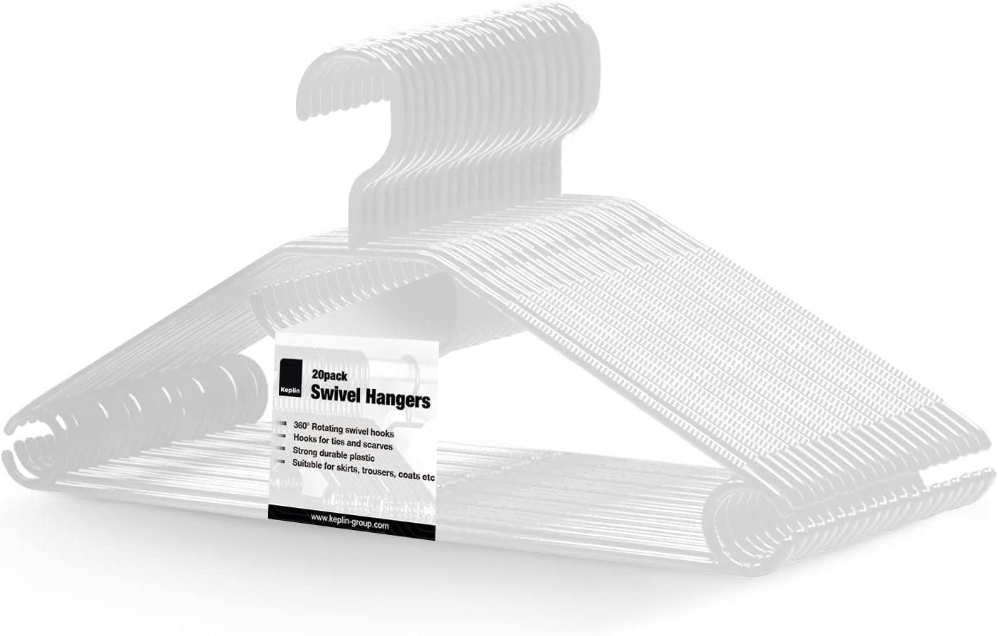KEPLIN Space Saving White Plastic Coat Hangers 20 Pack Heavy Duty