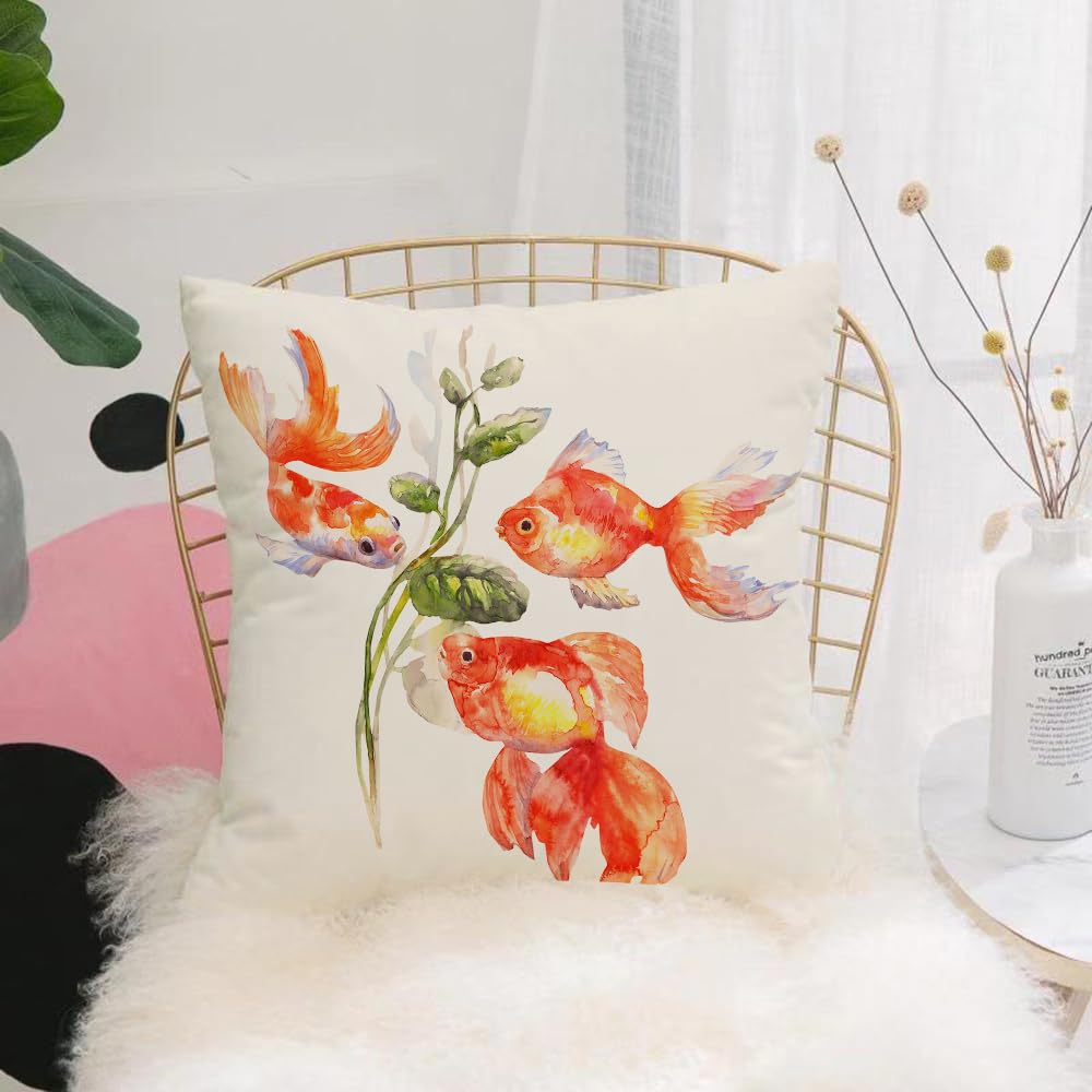 HYOSXW Cushion Cover,Throw Pillow Case Home Decorative for Living Room Bedroom Sofa Chair 16X16 Inch,Koi fish, the vividly colored koi fish under watercolor shading,Pillowcase 40X40cm