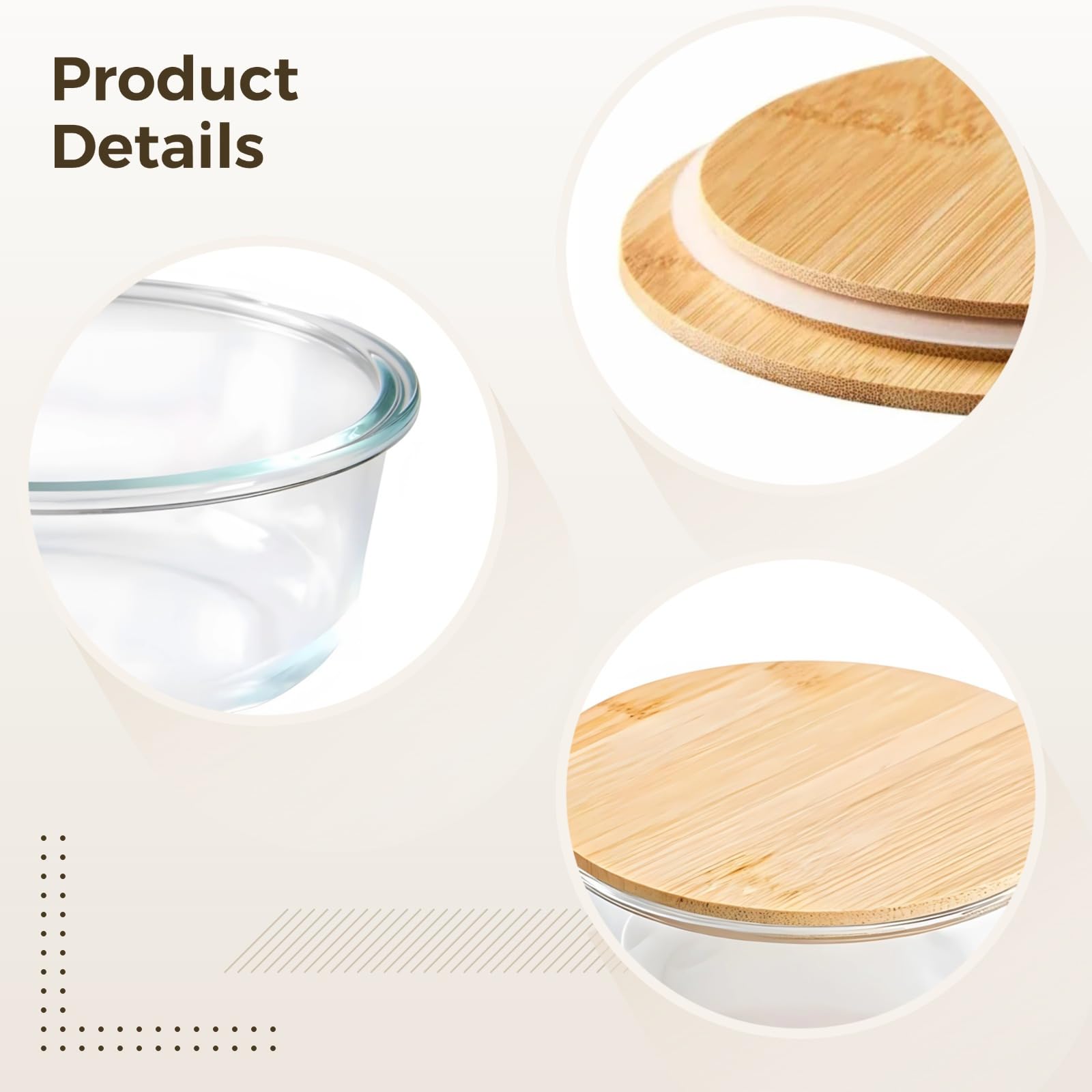 21 Oz Glass Trifle Bowl with Bamboo Lid, Food Storage with Microwave & Dishwasher Safe Features
