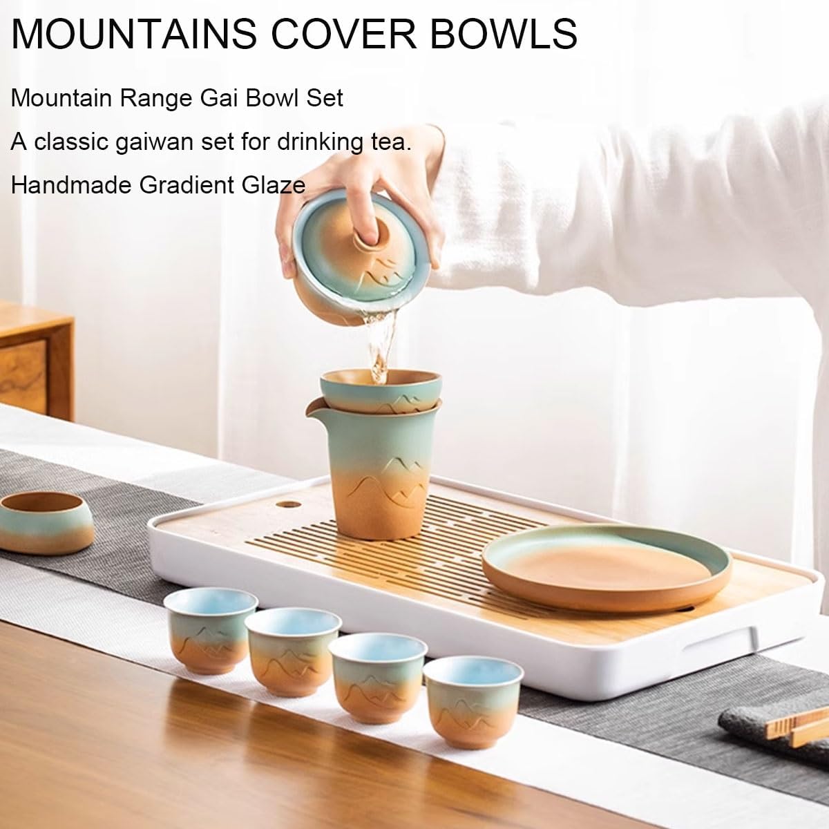 其泉 萌黄金欄手 茶器セット 急須1客 湯呑5客 金彩