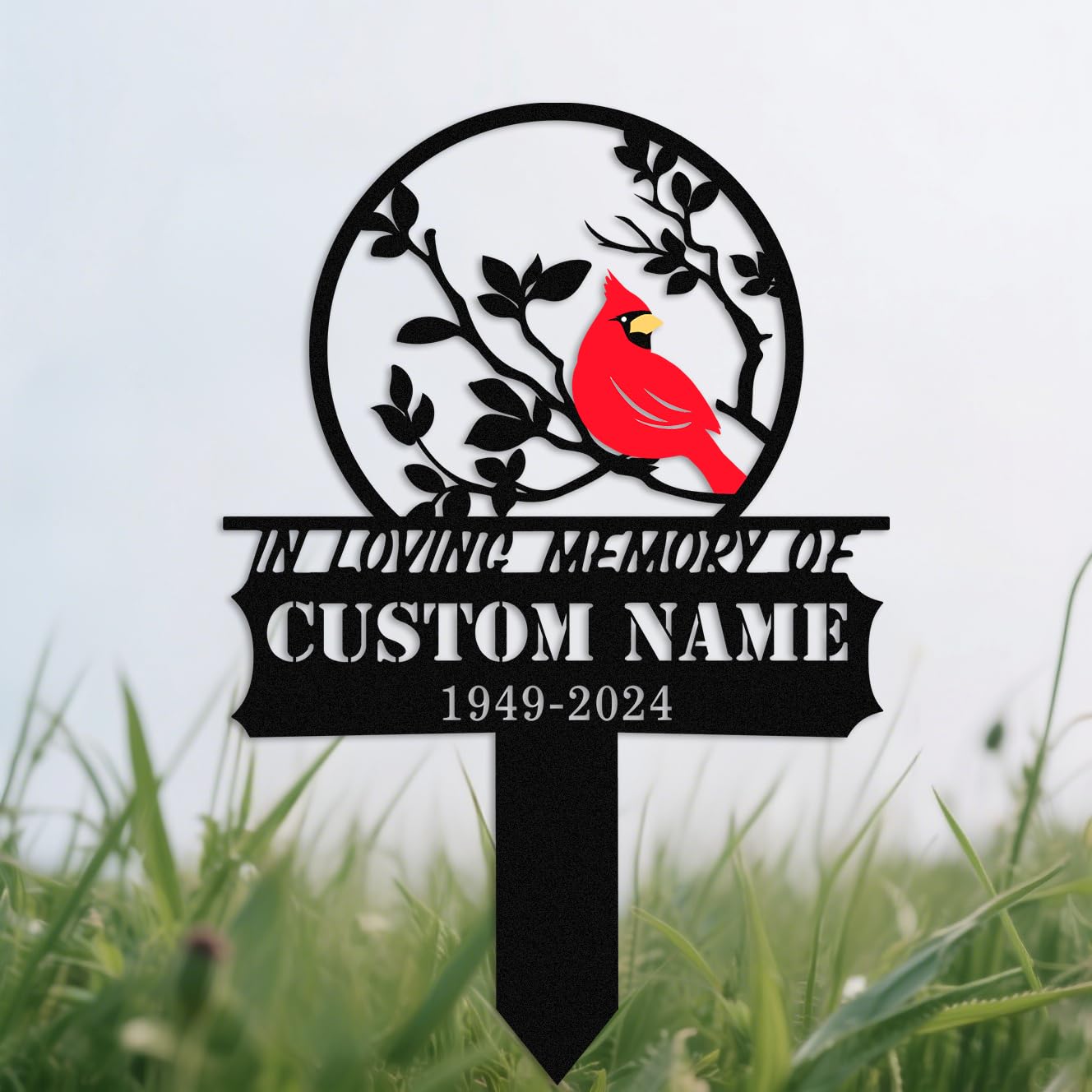 Personalised Cardinal Metal Memorial Plaque Stake,Outdoor Metal Name Plate, Custom Memorial Marker for Garden Yard,Grave Ornaments style-1