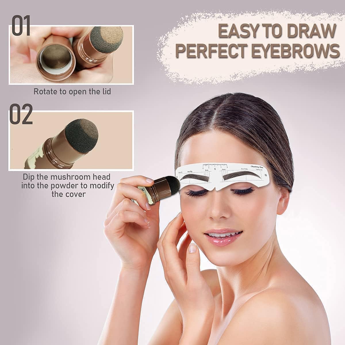 FIGMENT Natural Hairline Powder, Hair Shading Sponge Pen with Hairline Shadow Powder Stick and 1 Pairs Of Eyebrow Stamp, Quick Hair Root Touch-Up, Helps Cover Grey Roots & Bald Spots Instantly (Black) 1