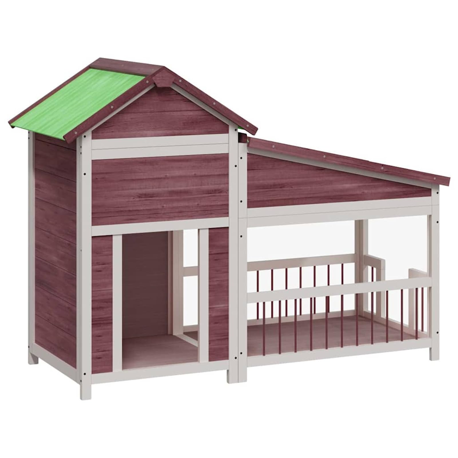 Hundehütte Massivholz Kiefer 143x60,5x109cm | Wetterfestes Dach, großer Eingang, für Hunde & Kleintiere