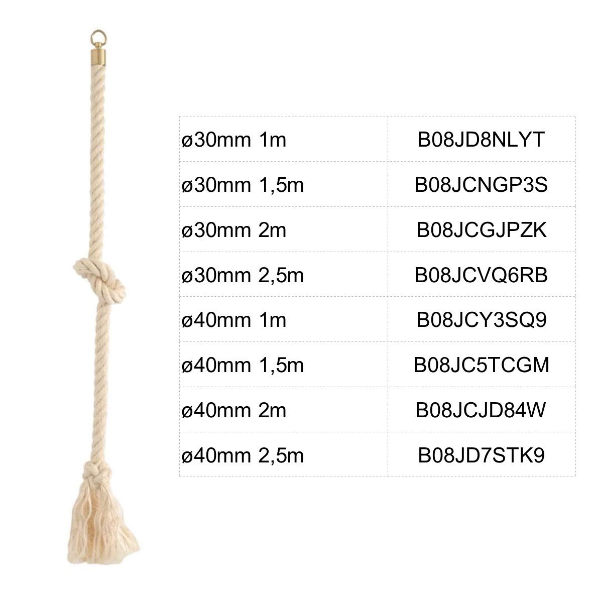 Kanirope® KITTEN-ROPE Katzenspielzeug Kletterseil Sisal Sisalseil 30mm 2m mit 4 Knoten Kratzbaum