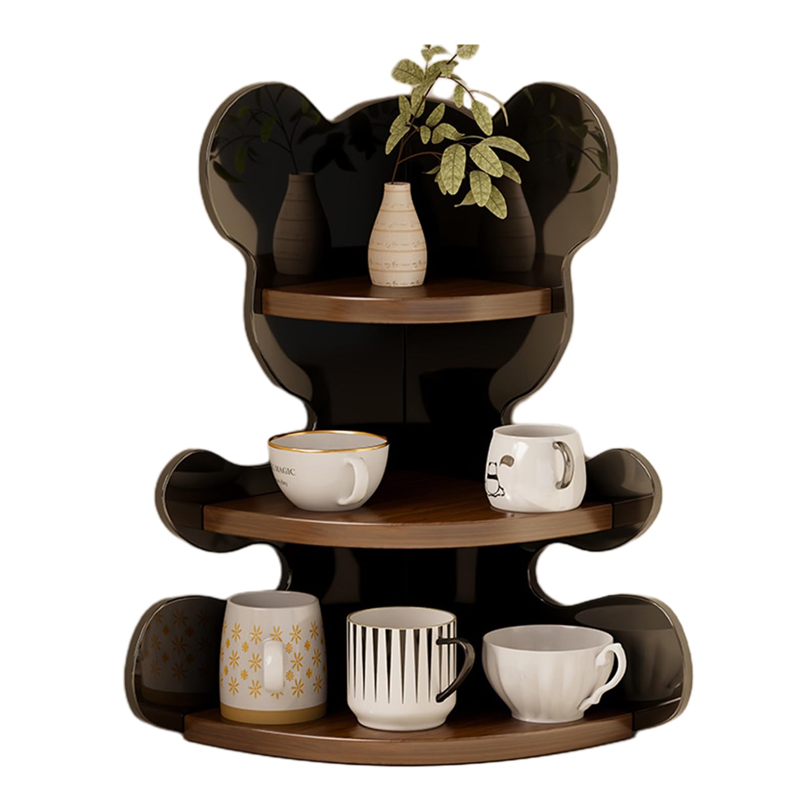 Étagère d'angle à 3 niveaux pour comptoir, design en forme d'arbre pour épices, livres et produits de beauté