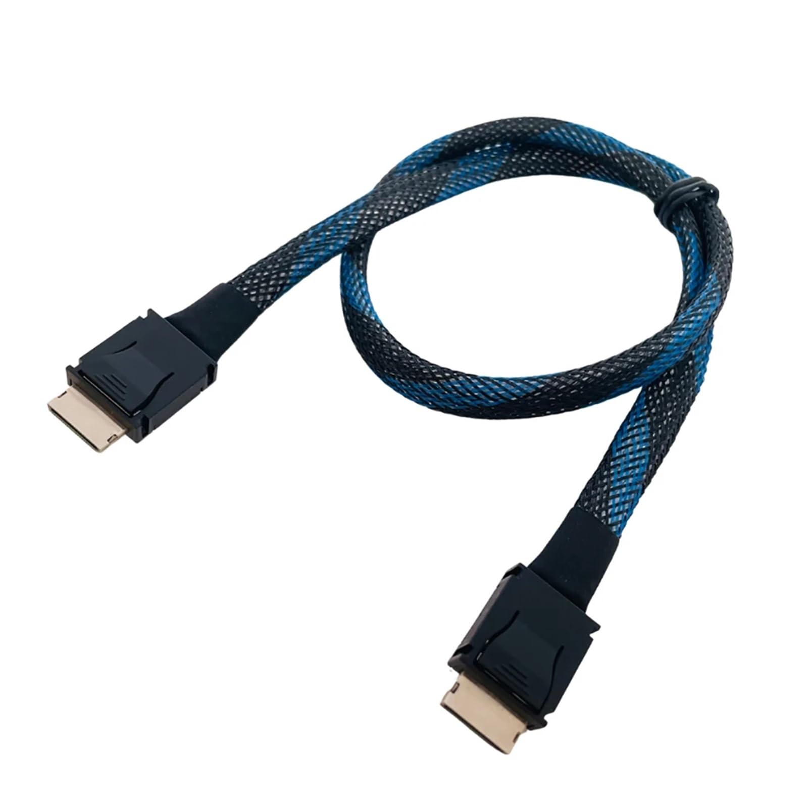 PCIe 4.0 X4 GEN4 do kabla SAS4 Oculink SFF-8611, pleciony miękki przedłużacz GPU SSD OCuLink 4X posrebrzany przewód 24 Gb/s, 50 cm