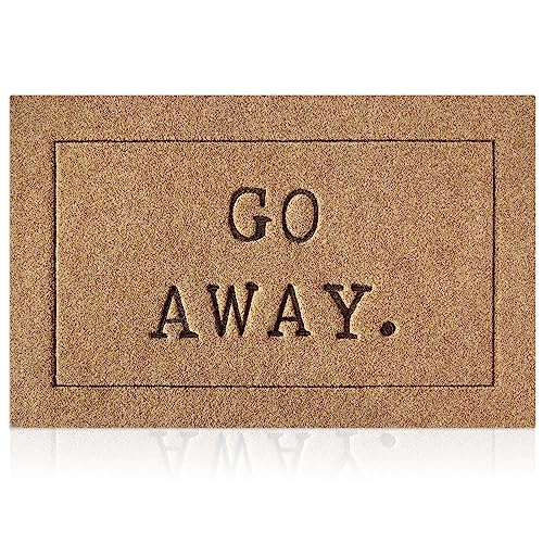 JJUUYOU Go Away Doormat, Funny Front Door Welcome Mat for Porch, Durable Non Slip Rubber Low Profile, Indoor Outdoor Door Mats, Easy Clean Patio Entrance Mat